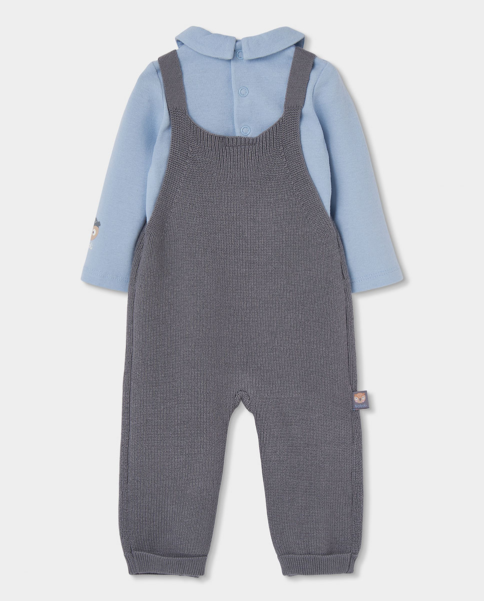 Conjunto de bebé niño de manga larga con cuello camisero - Boboli - Azul claro Azul claro-3