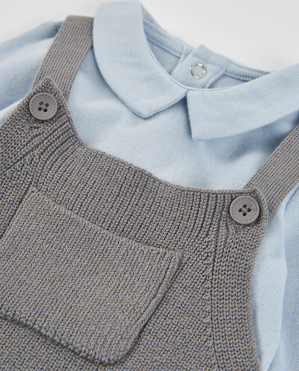 Conjunto de bebé niño de manga larga con cuello camisero - Boboli - Azul claro Azul claro-7