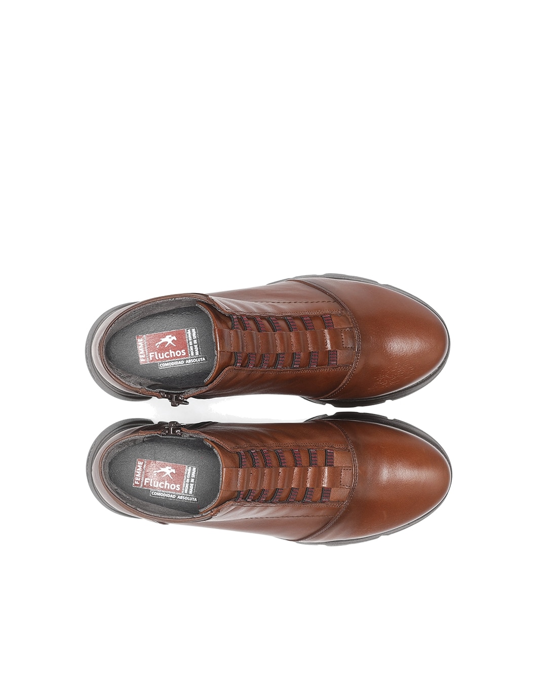 Botines de mujer con elásticos fabricados en piel - Fluchos - Marrón Marrón-4