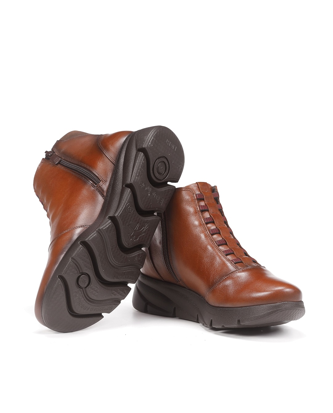 Botines de mujer con elásticos fabricados en piel - Fluchos - Marrón Marrón-5