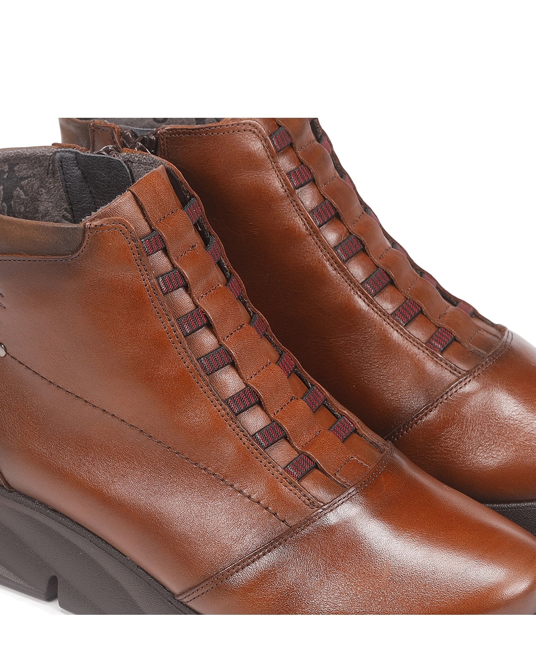 Botines de mujer con elásticos fabricados en piel - Fluchos - Marrón Marrón-6
