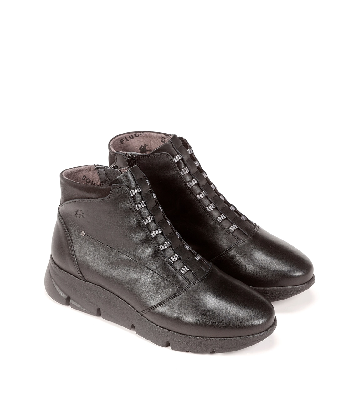 Botines de mujer en color negro de piel - Fluchos - Negro Negro-4