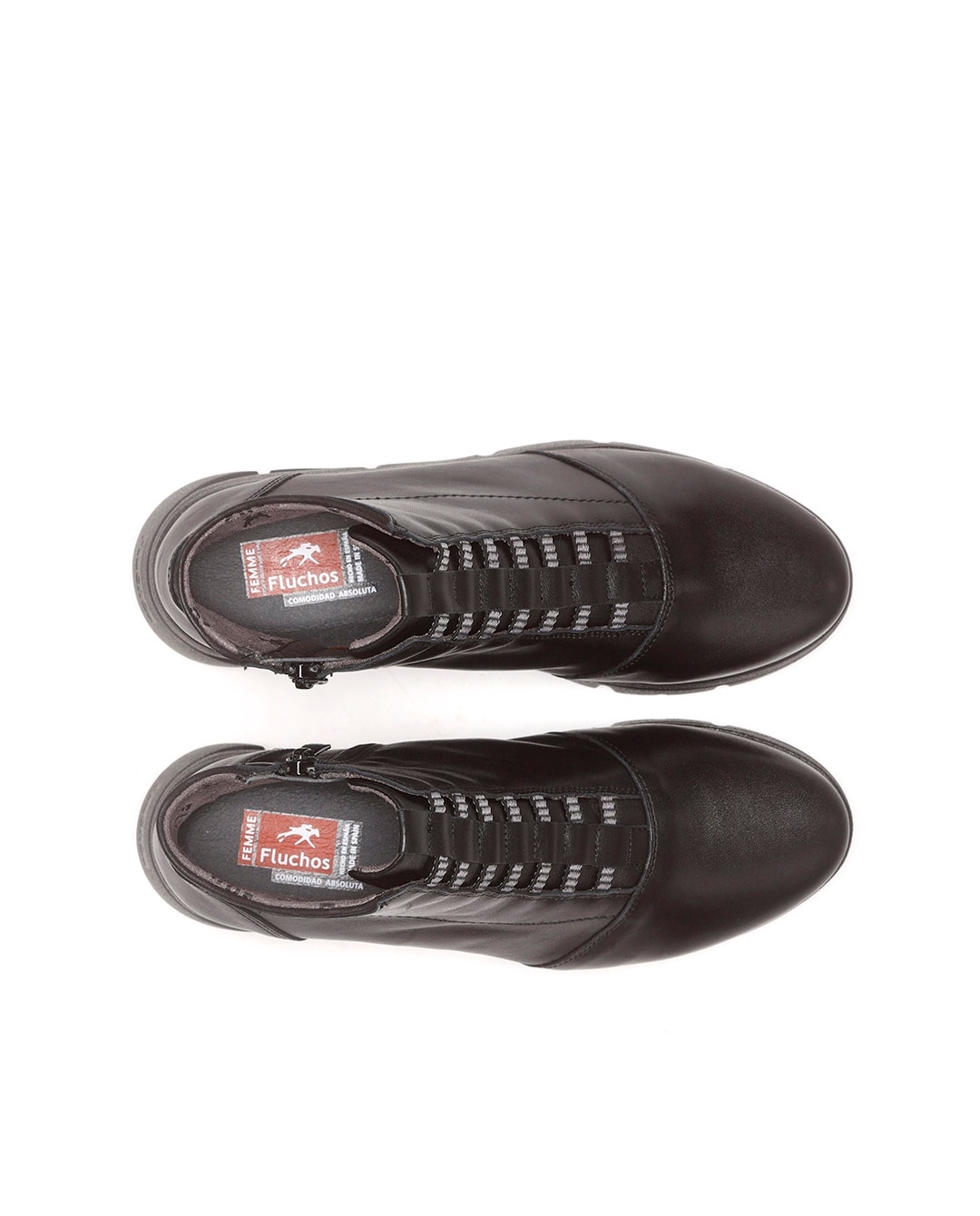 Botines de mujer en color negro de piel - Fluchos - Negro Negro-5