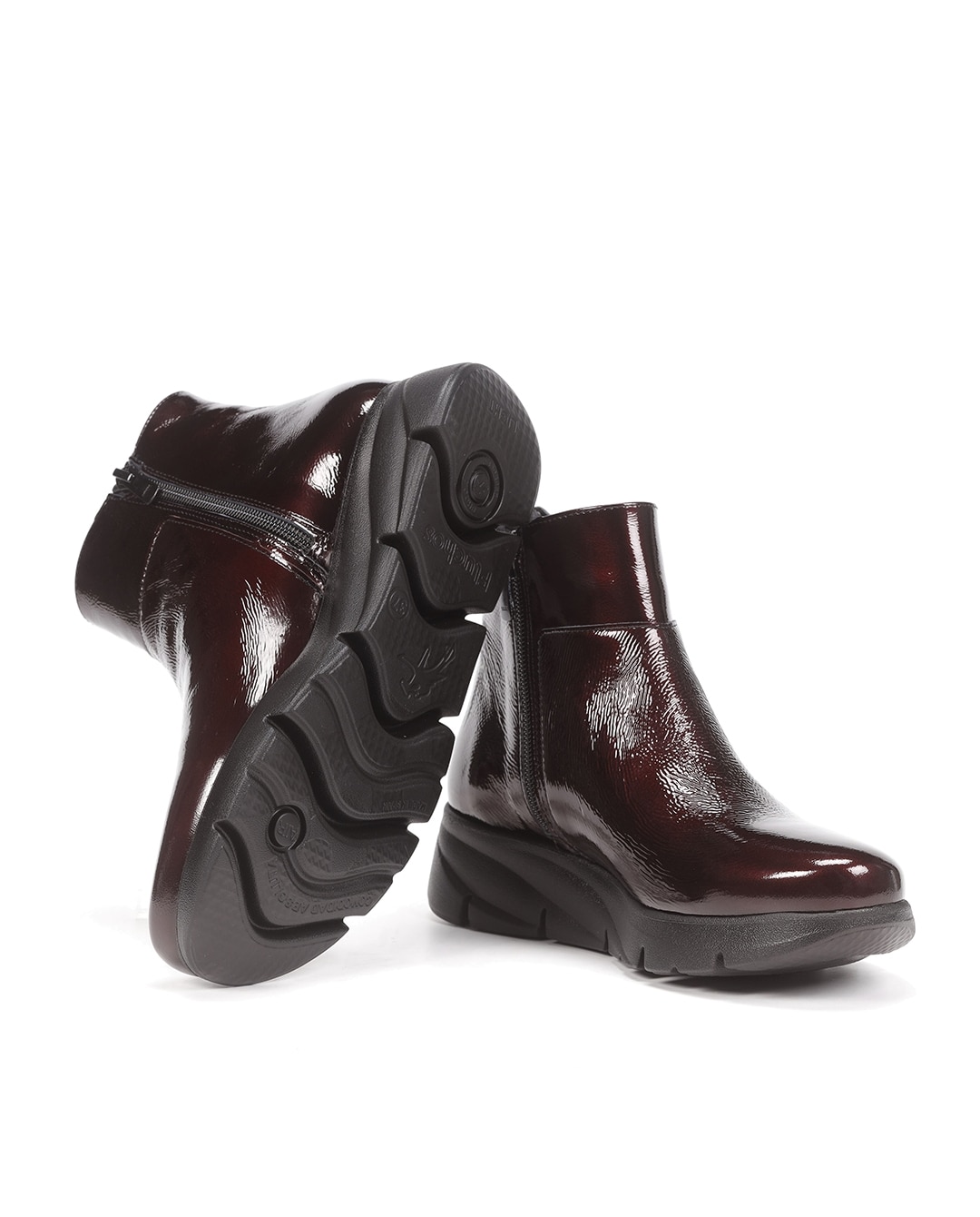 Botines de mujer con elástico lateral fabricados en charol - Fluchos - Rojo Rojo-5