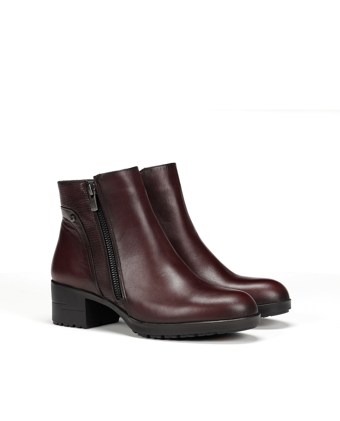 Botines de mujer con cremallera lateral fabricados en piel - Fluchos - Rojo Rojo-3