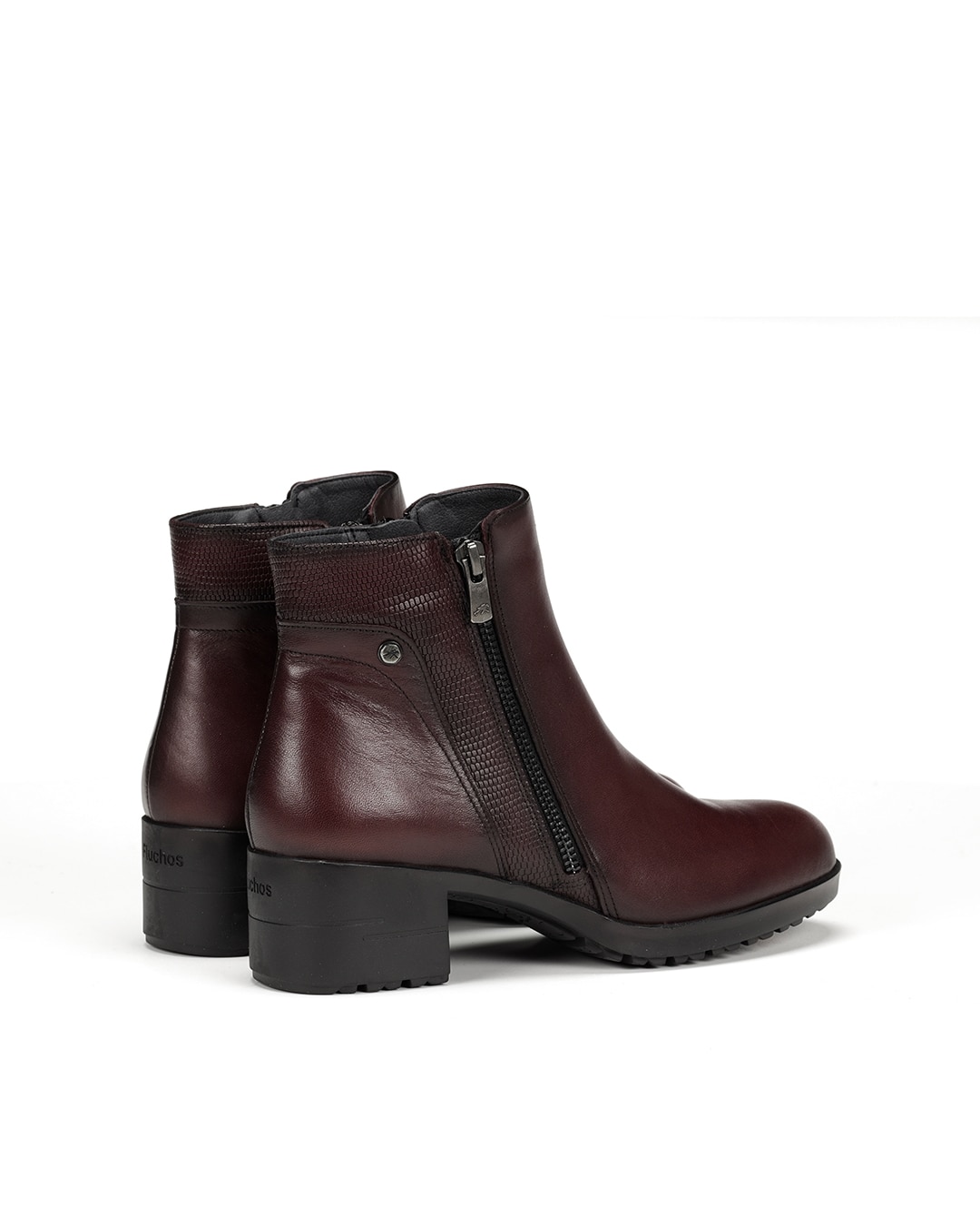 Botines de mujer con cremallera lateral fabricados en piel - Fluchos - Rojo Rojo-4