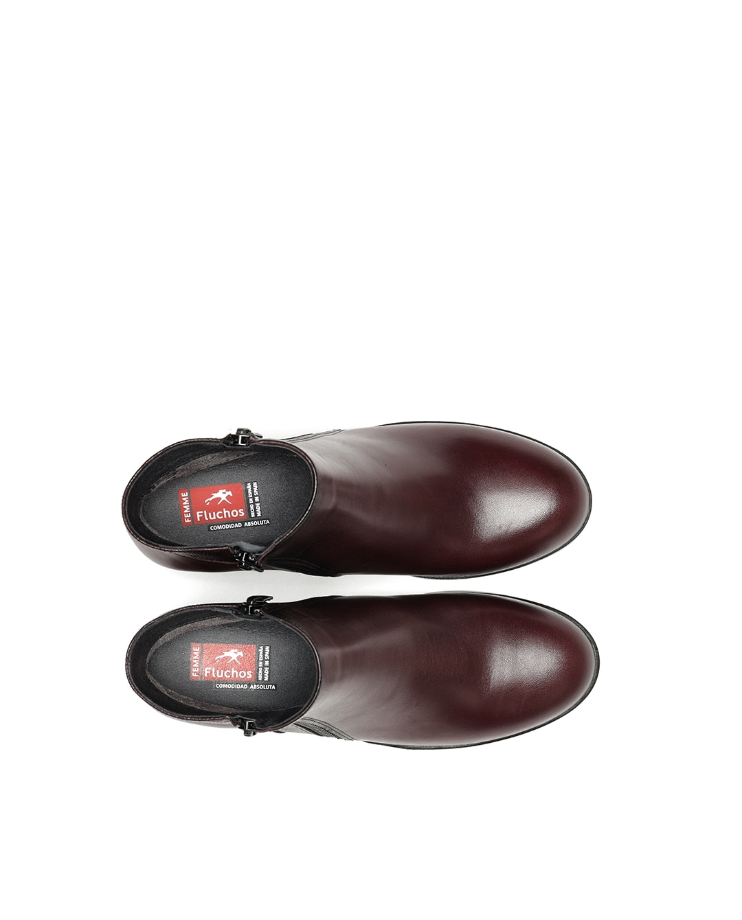 Botines de mujer con cremallera lateral fabricados en piel - Fluchos - Rojo Rojo-2