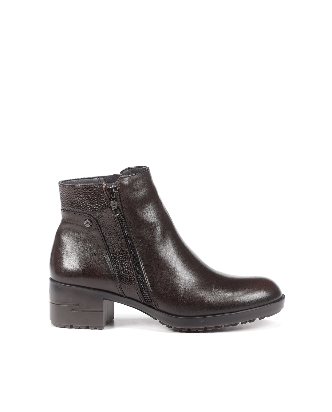 Botines de mujer con cremallera lateral fabricados en piel - Fluchos - Marrón Marrón-1