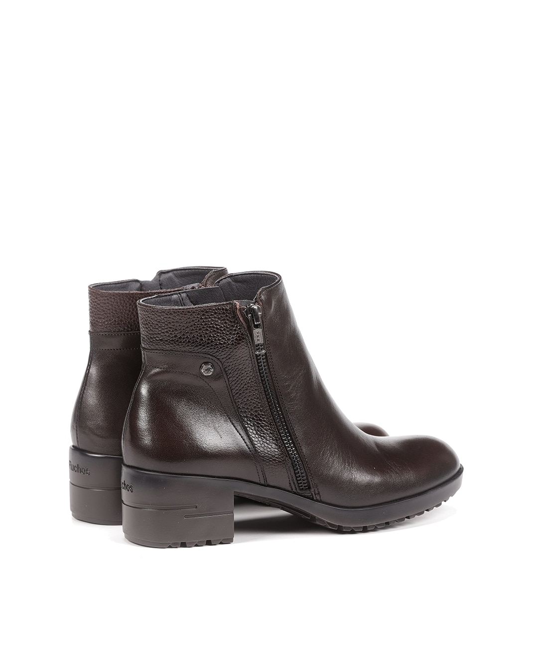 Botines de mujer con cremallera lateral fabricados en piel - Fluchos - Marrón Marrón-4
