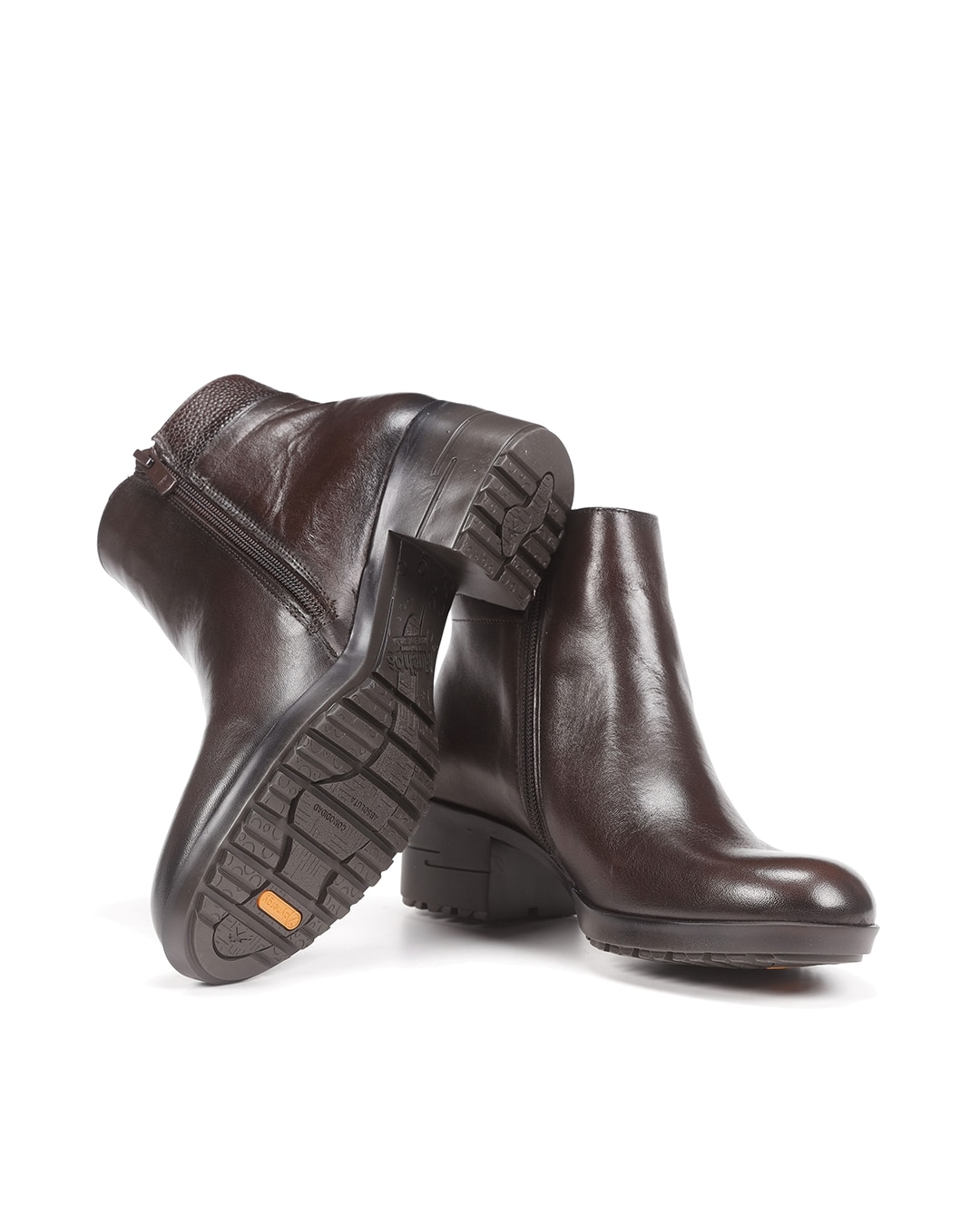 Botines de mujer con cremallera lateral fabricados en piel - Fluchos - Marrón Marrón-5