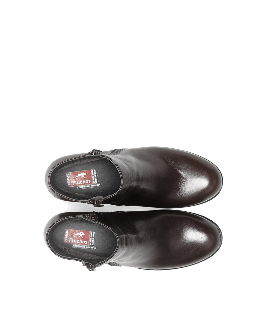 Botines de mujer con cremallera lateral fabricados en piel - Fluchos - Marrón Marrón-2
