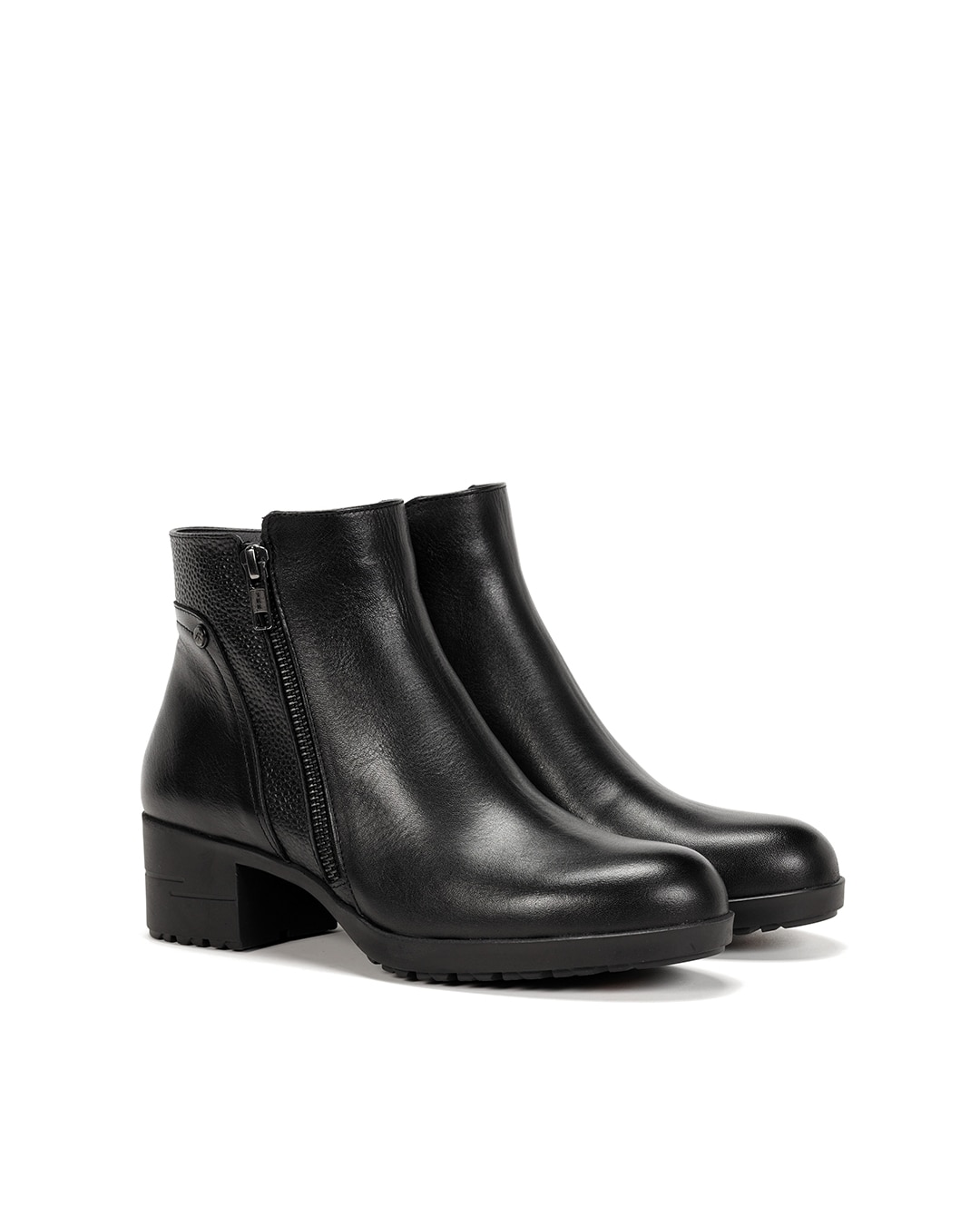 Botines de mujer con cremallera lateral fabricados en piel - Fluchos - Negro Negro-2