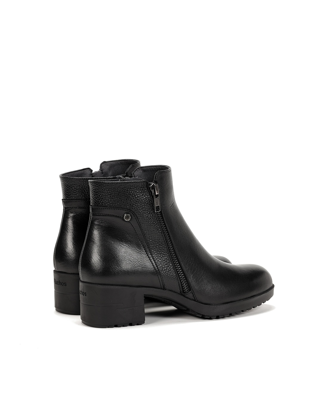 Botines de mujer con cremallera lateral fabricados en piel - Fluchos - Negro Negro-3