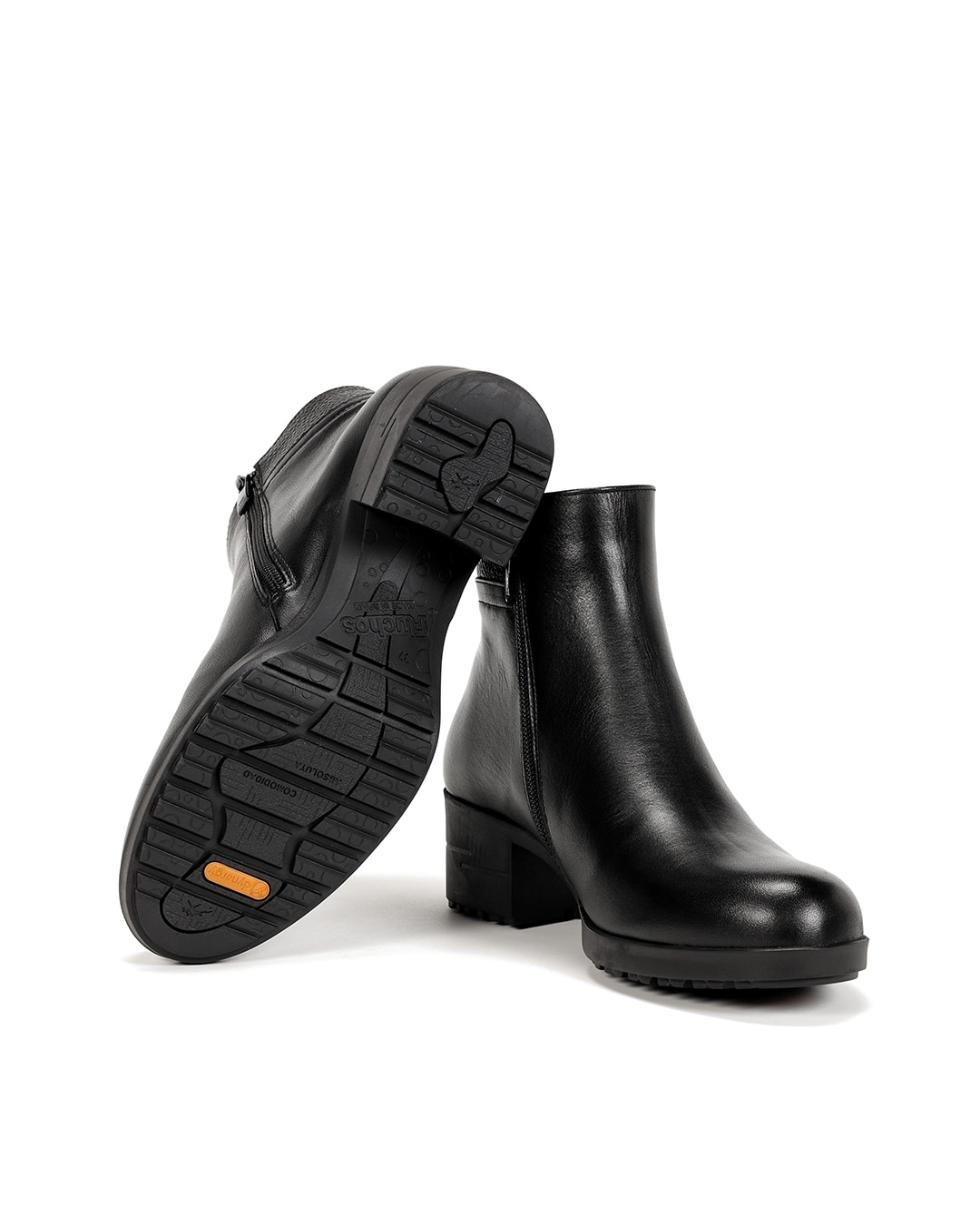 Botines de mujer con cremallera lateral fabricados en piel - Fluchos - Negro Negro-4