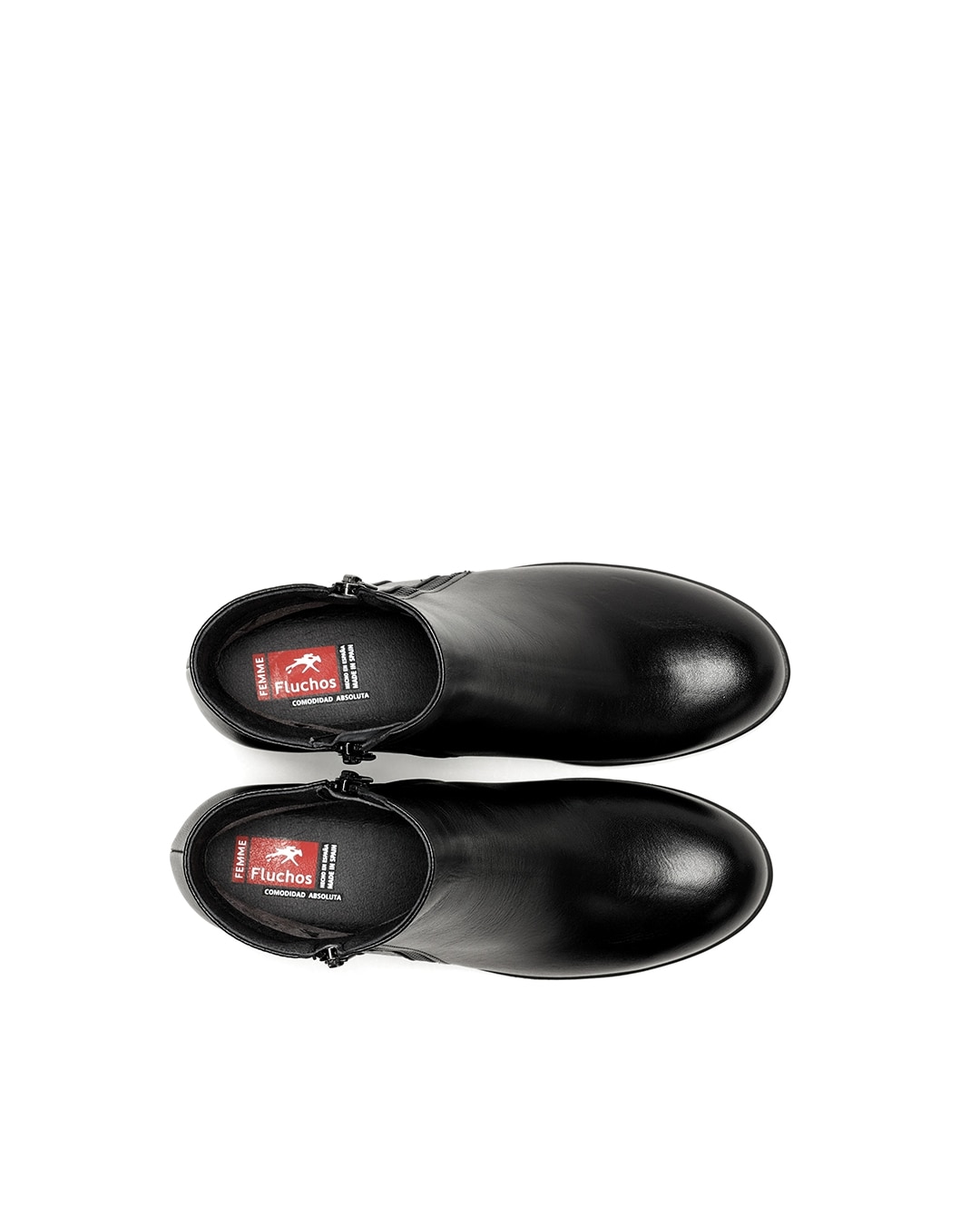 Botines de mujer con cremallera lateral fabricados en piel - Fluchos - Negro Negro-6
