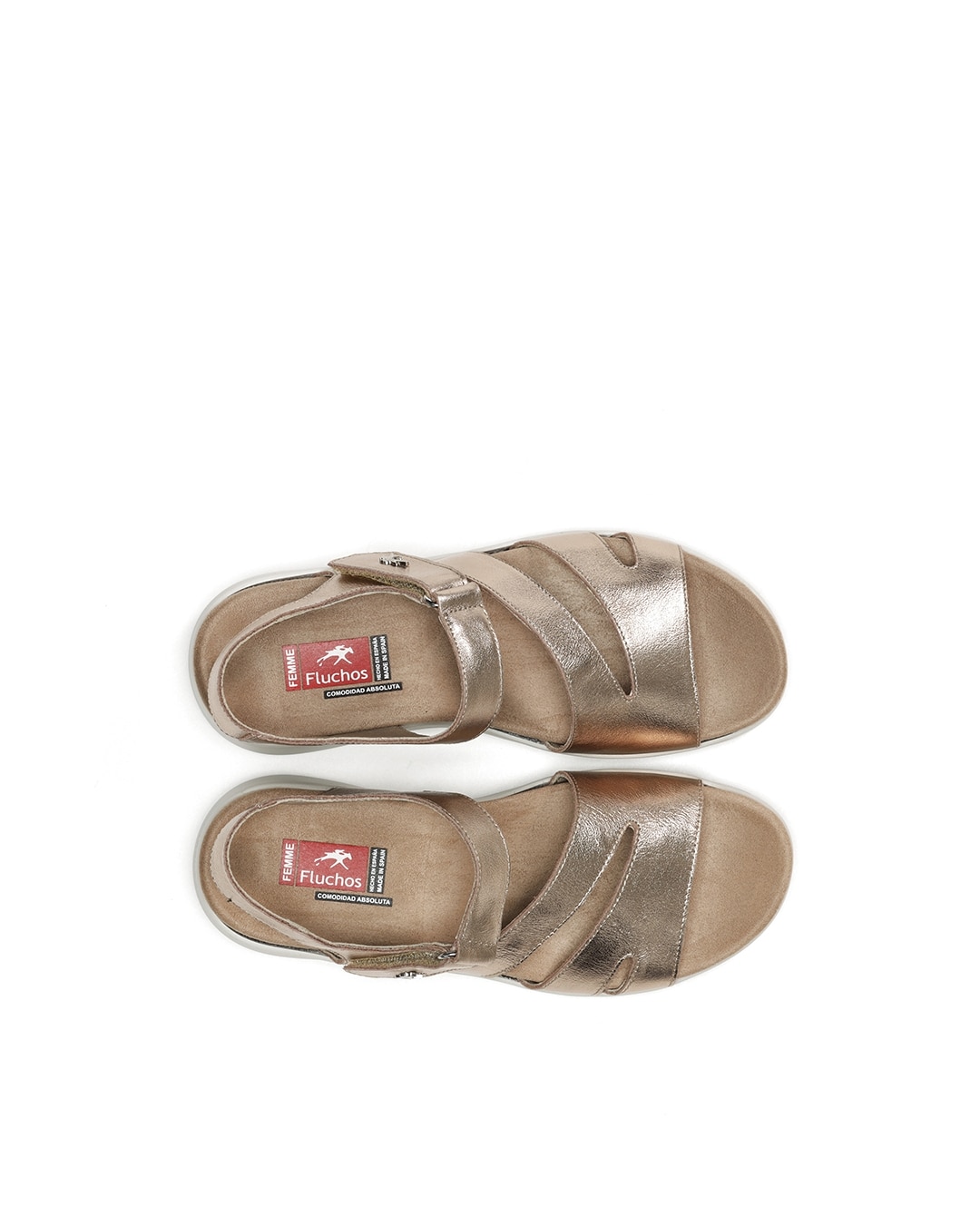 Sandalias abiertas de mujer en piel - Fluchos - Dorado Dorado-5