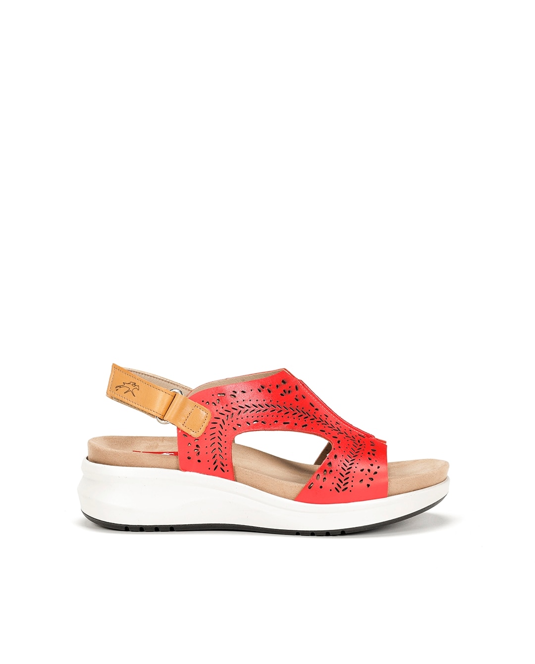 Sandalias de cuña de mujer en color rojo y fabricadas en piel - Fluchos - Rojo Rojo-1