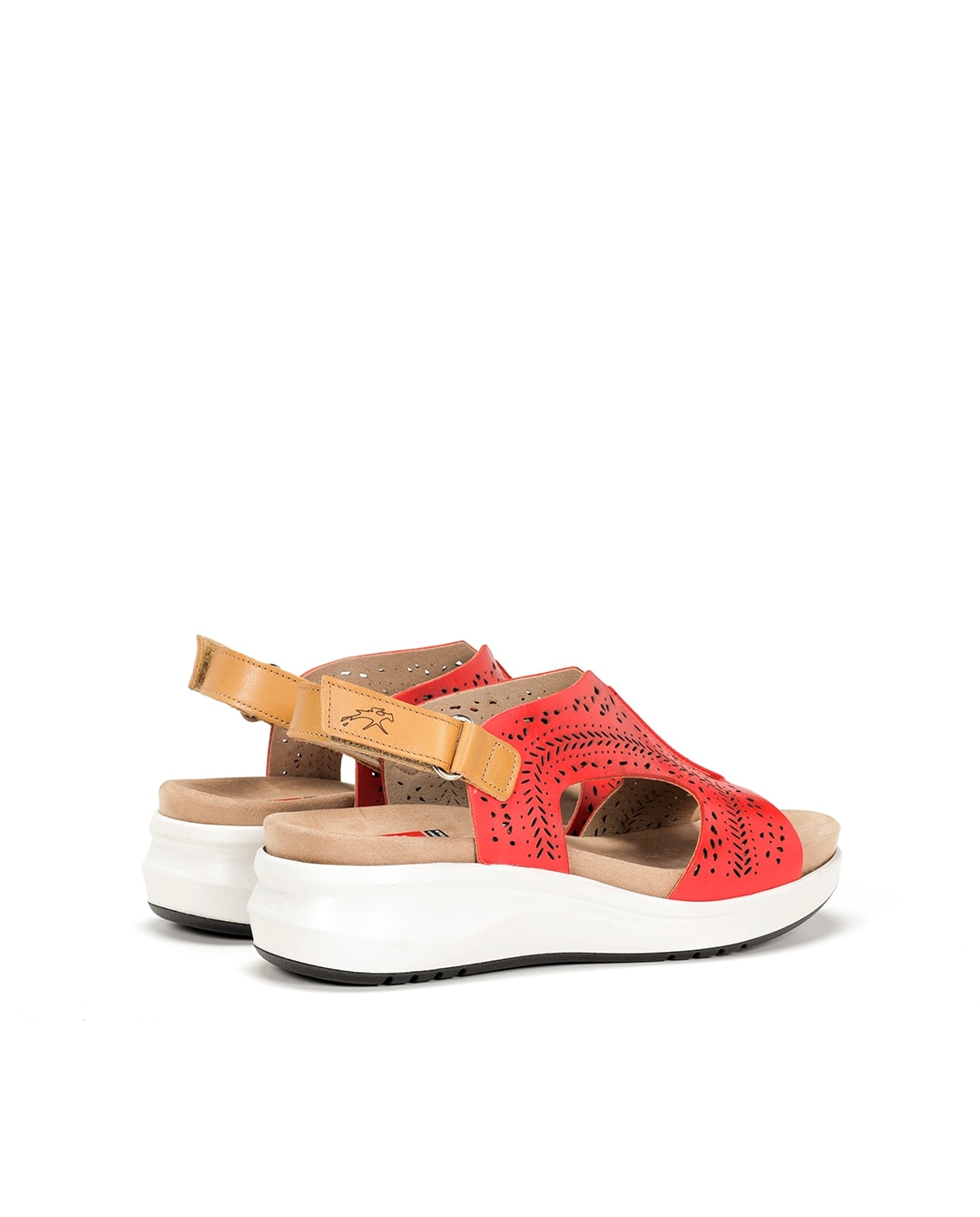 Sandalias de cuña de mujer en color rojo y fabricadas en piel - Fluchos - Rojo Rojo-6