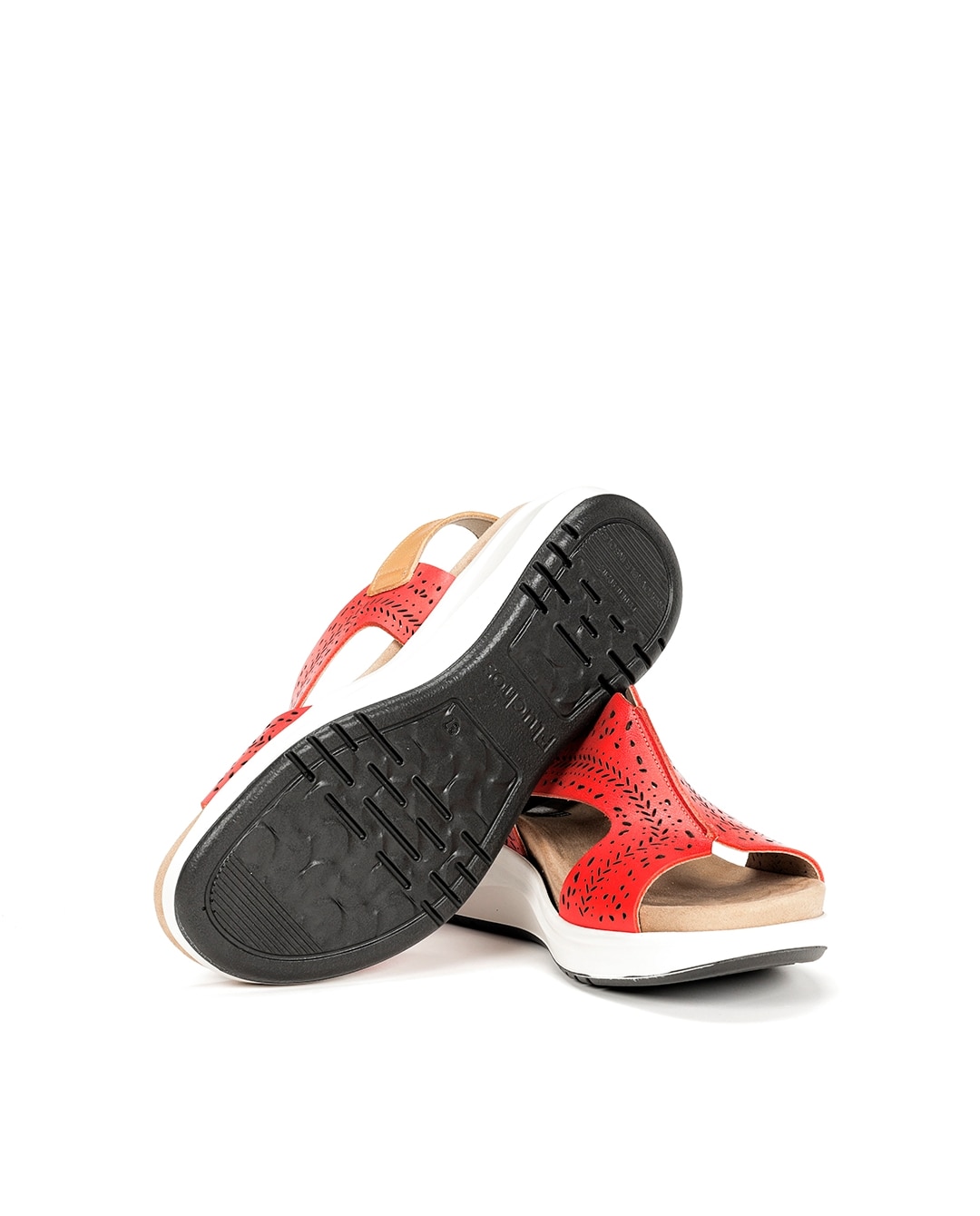 Sandalias de cuña de mujer en color rojo y fabricadas en piel - Fluchos - Rojo Rojo-2