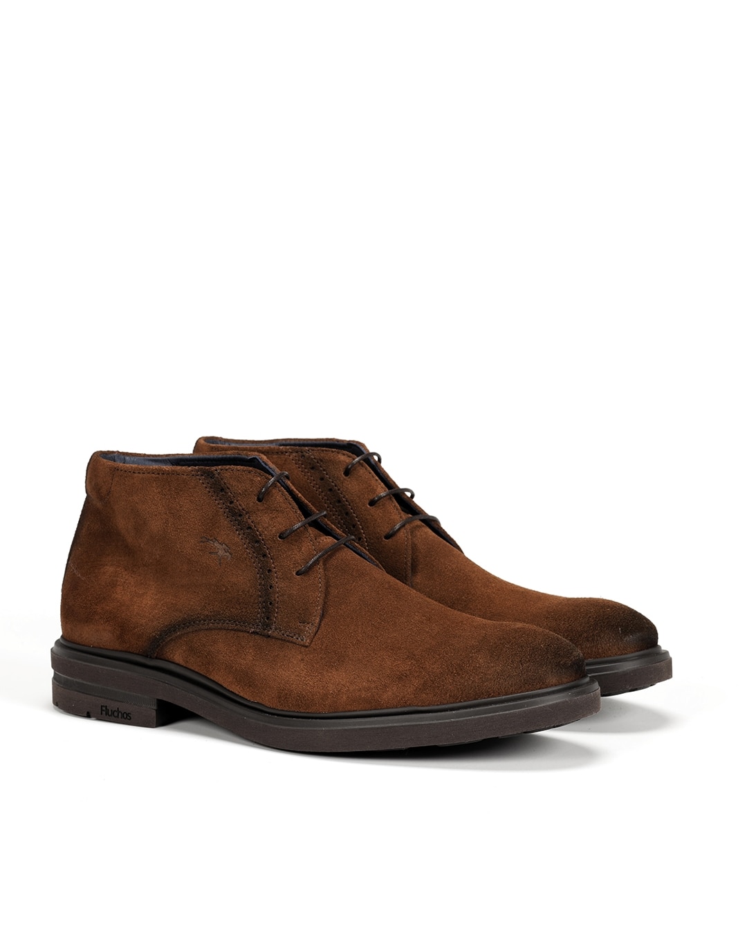Botines de hombre en color medio y fabricados en serraje - Fluchos - Marrón Marrón-2