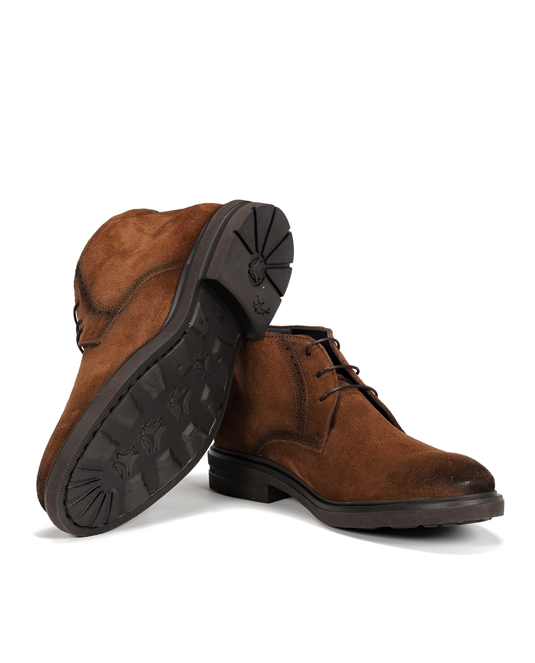 Botines de hombre en color medio y fabricados en serraje - Fluchos - Marrón Marrón-4