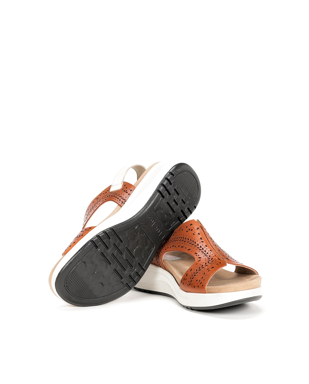 Sandalias abiertas de mujer en piel - Fluchos - Marrón Marrón-4