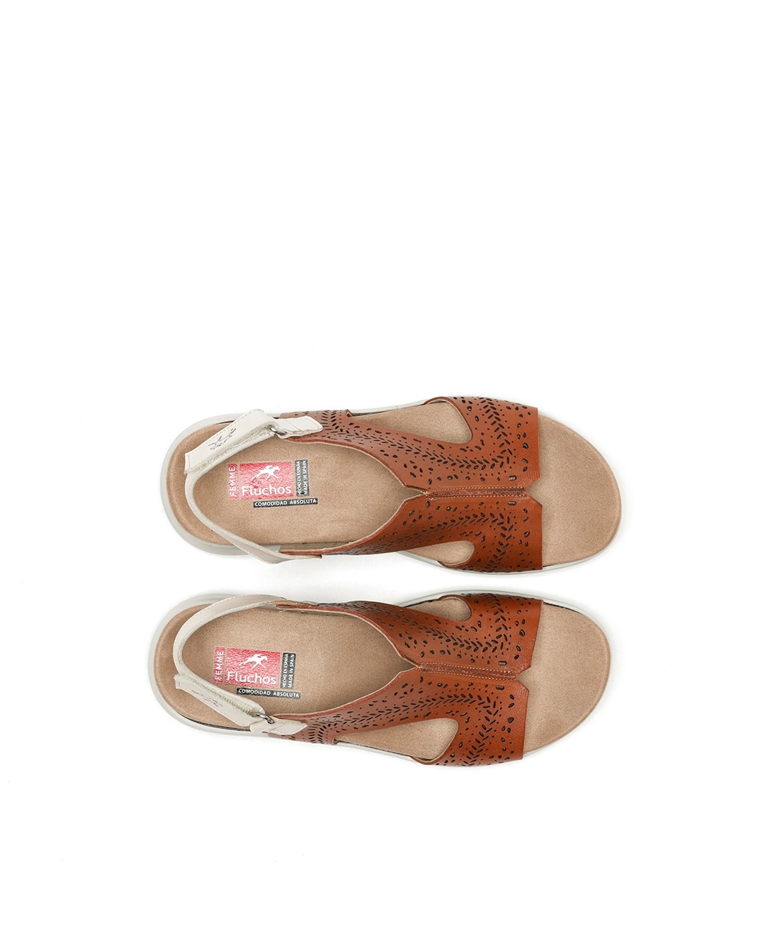 Sandalias abiertas de mujer en piel - Fluchos - Marrón Marrón-5