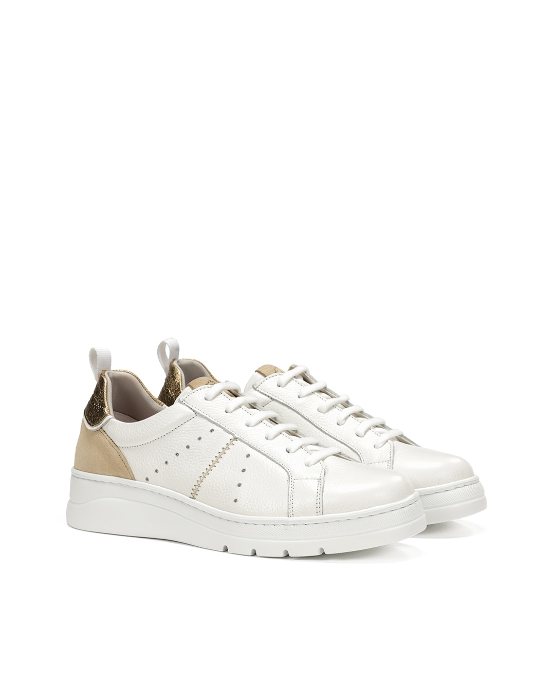 Zapatillas de cordones de mujer fabricados en piel - Fluchos - Blanco Blanco-2