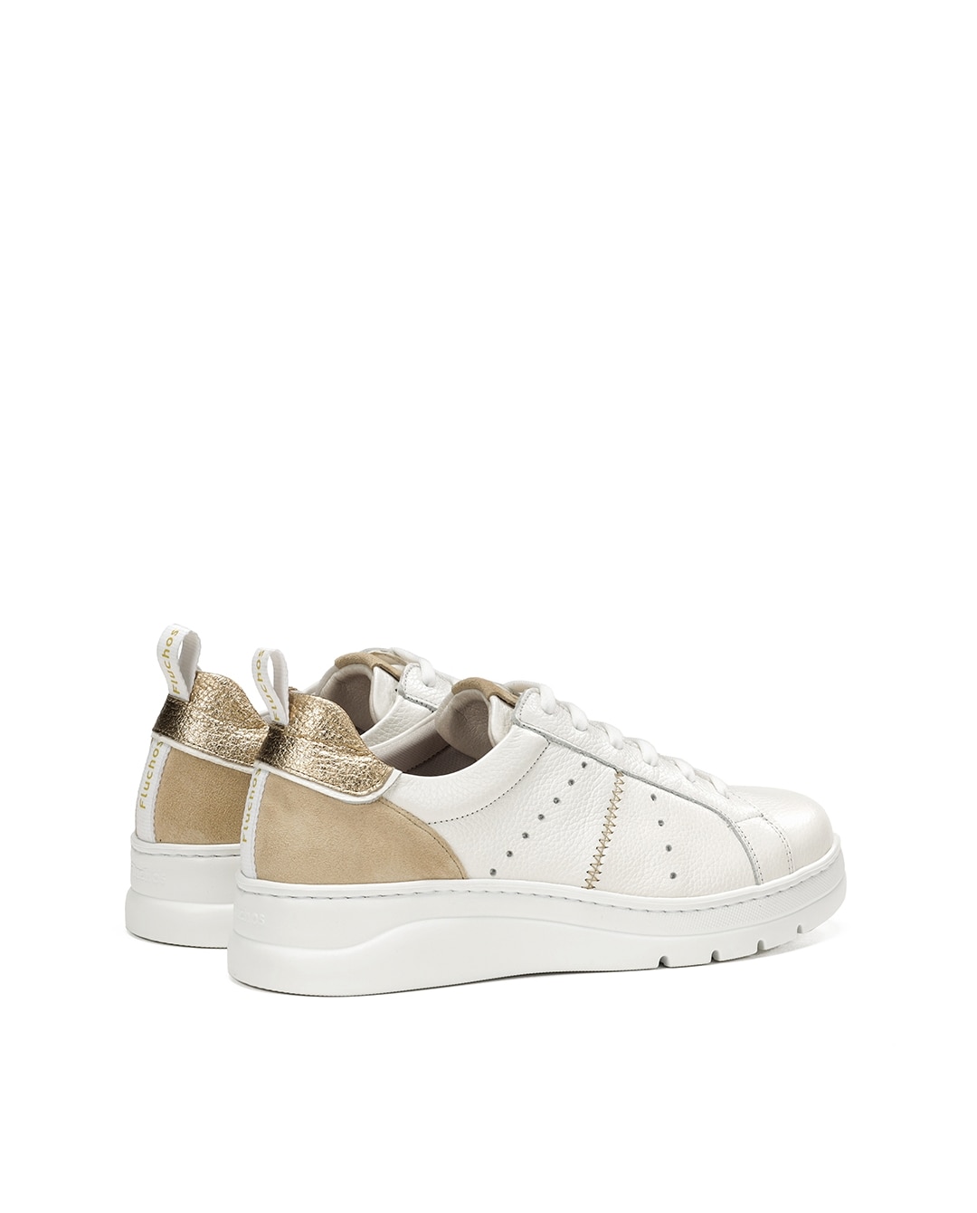 Zapatillas de cordones de mujer fabricados en piel - Fluchos - Blanco Blanco-3