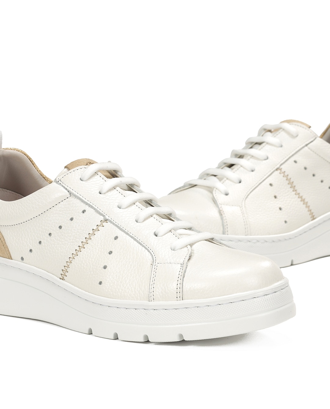 Zapatillas de cordones de mujer fabricados en piel - Fluchos - Blanco Blanco-6