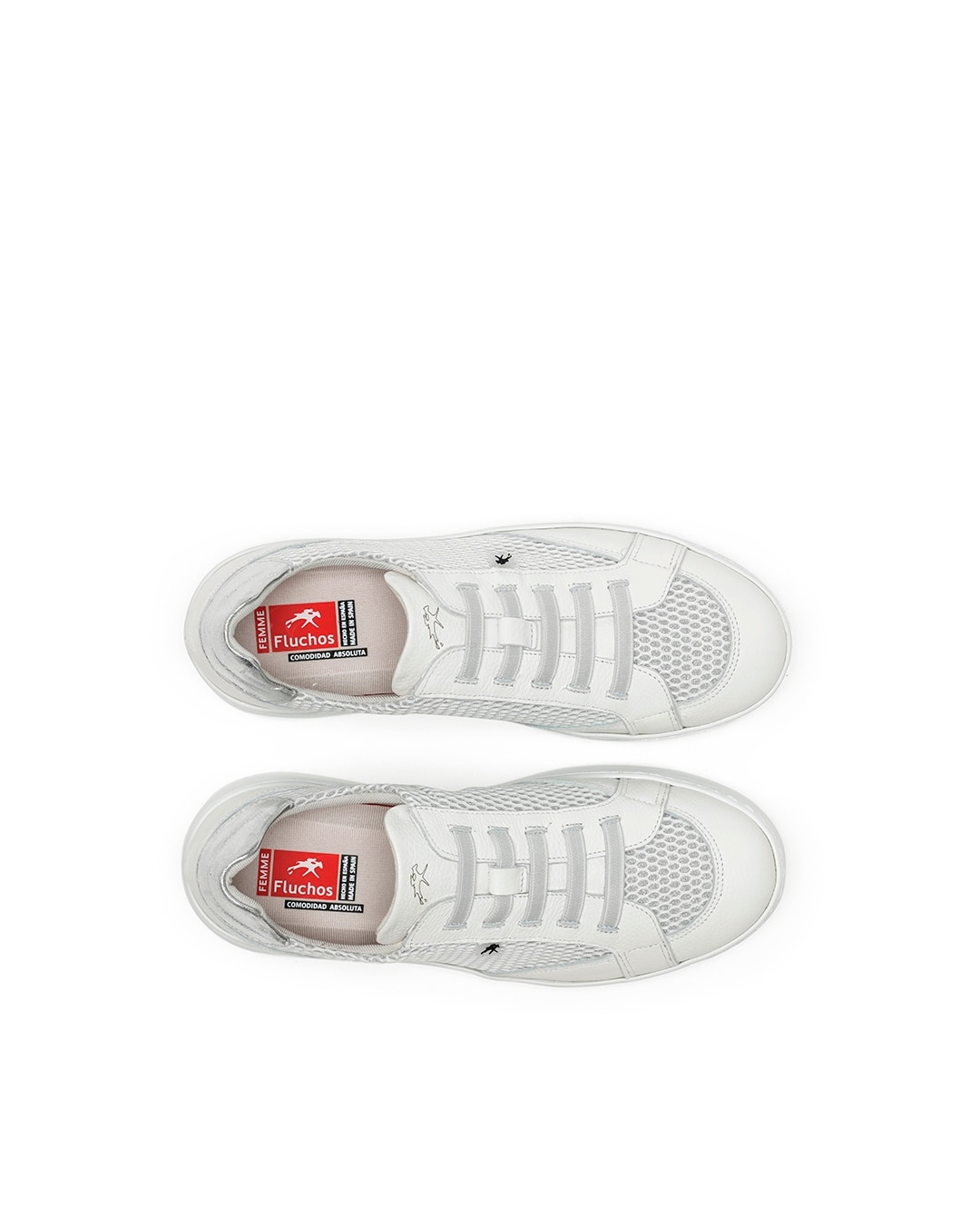 Zapatillas de cordones de mujer fabricados en piel - Fluchos - Blanco Blanco-5