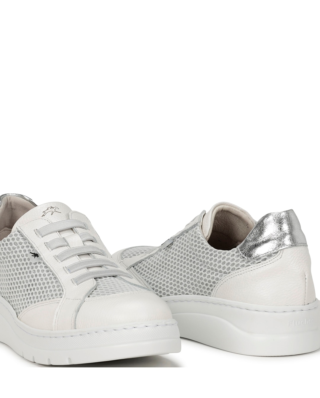 Zapatillas de cordones de mujer fabricados en piel - Fluchos - Blanco Blanco-6