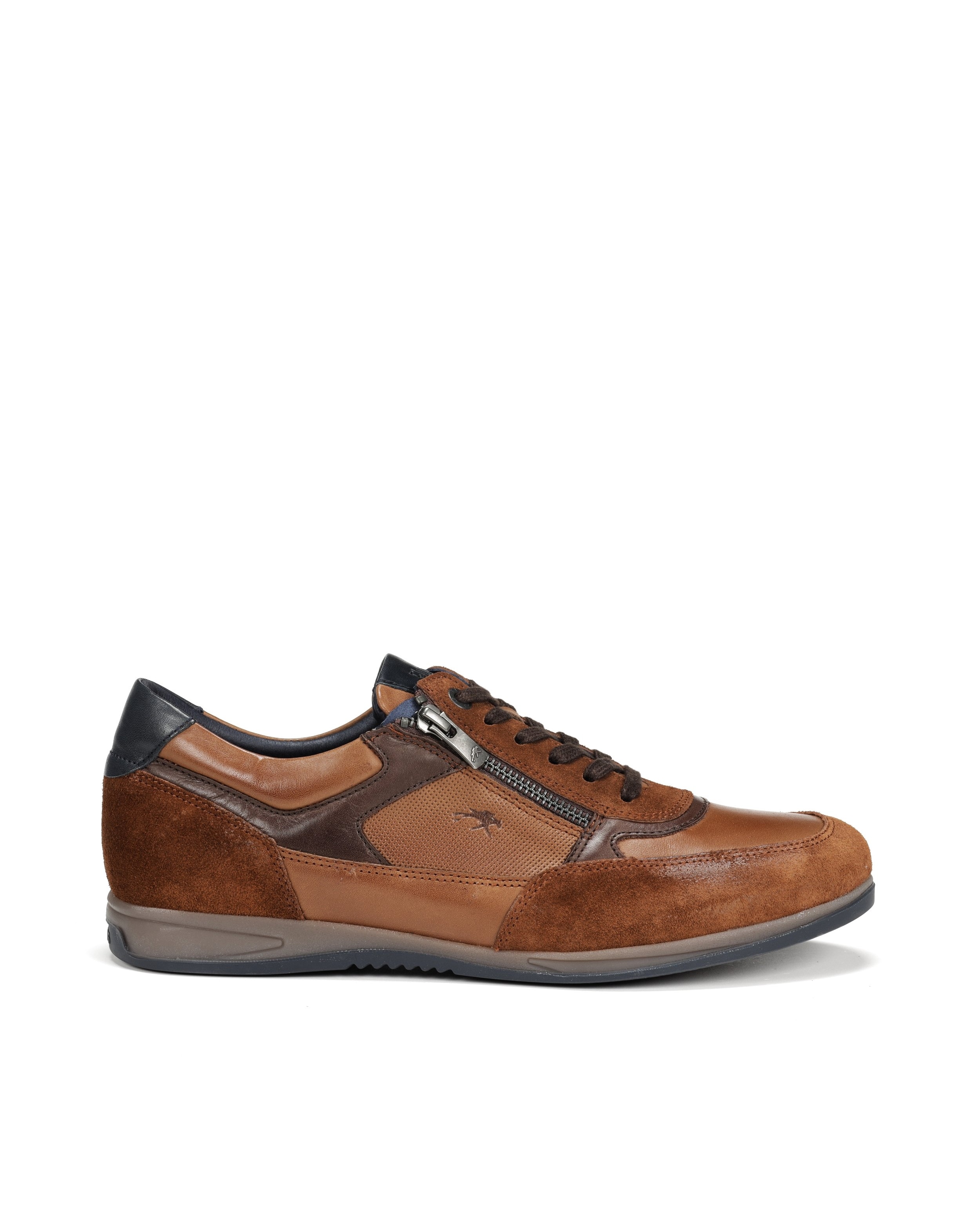 Imagen 0 de Zapatos de cordones de hombre fabricados en piel con cremallera de adorno Camel