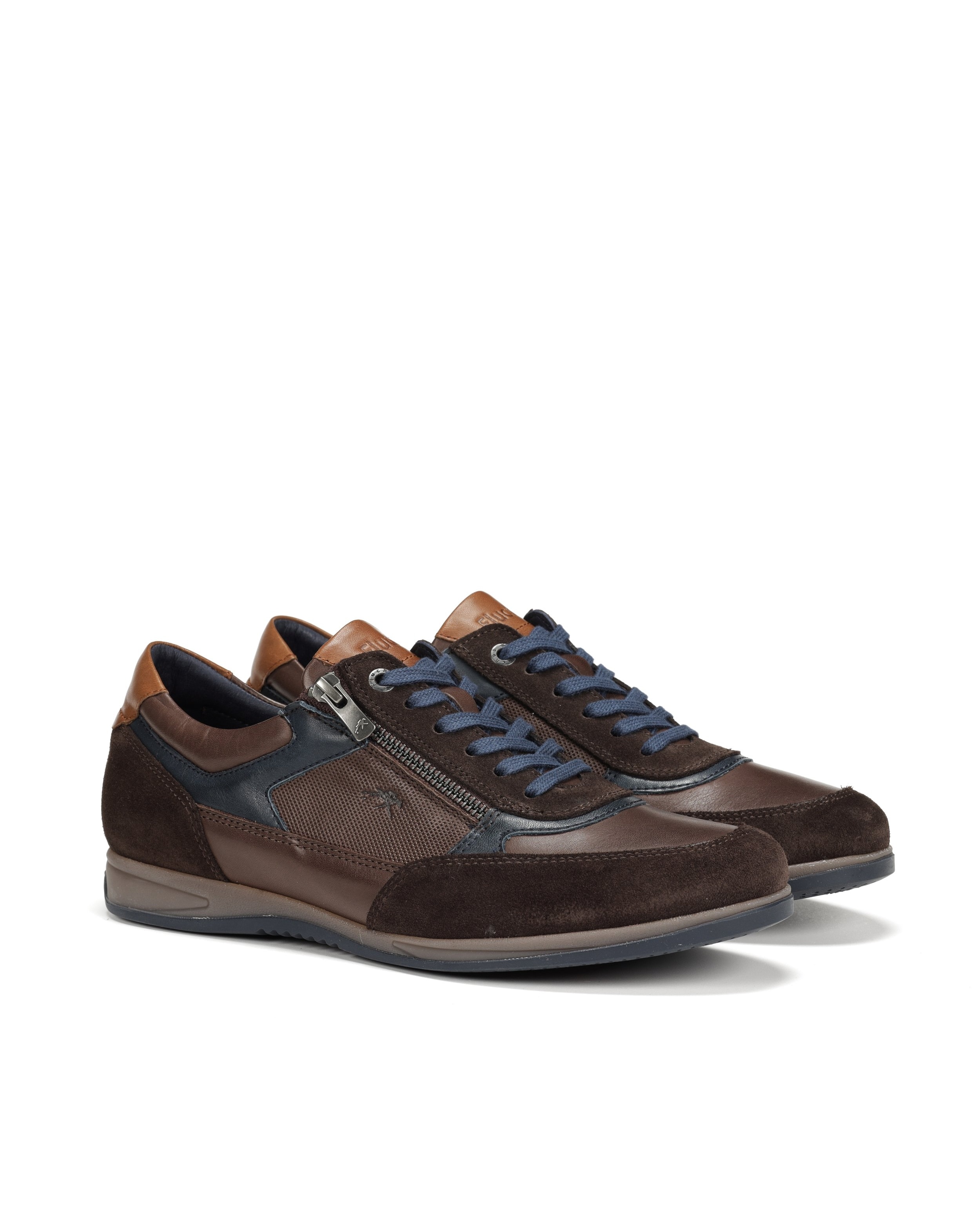 Zapatos de cordones de hombre fabricados en piel con cremallera de adorno - Fluchos - Marrón Marrón-2