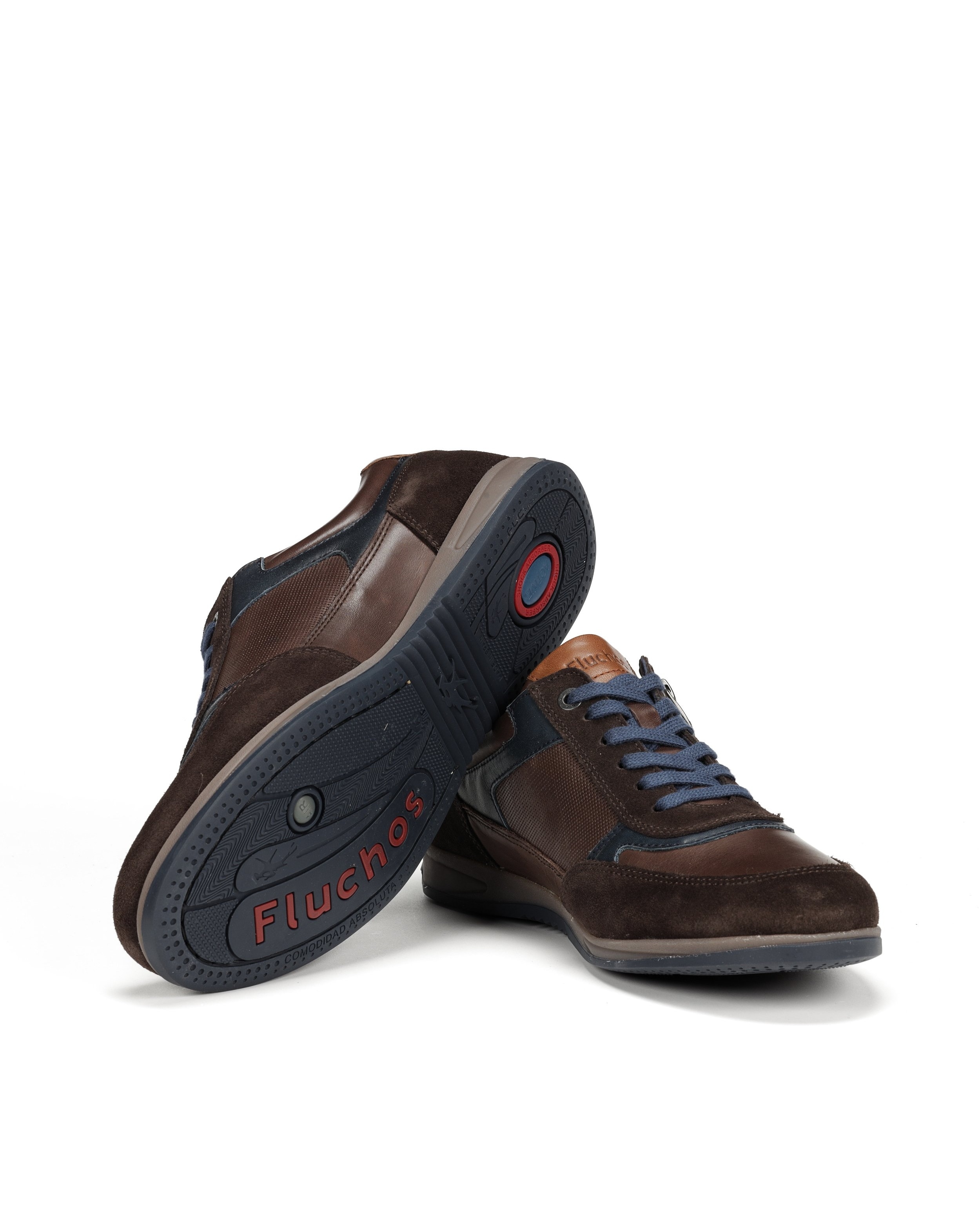 Zapatos de cordones de hombre fabricados en piel con cremallera de adorno - Fluchos - Marrón Marrón-4