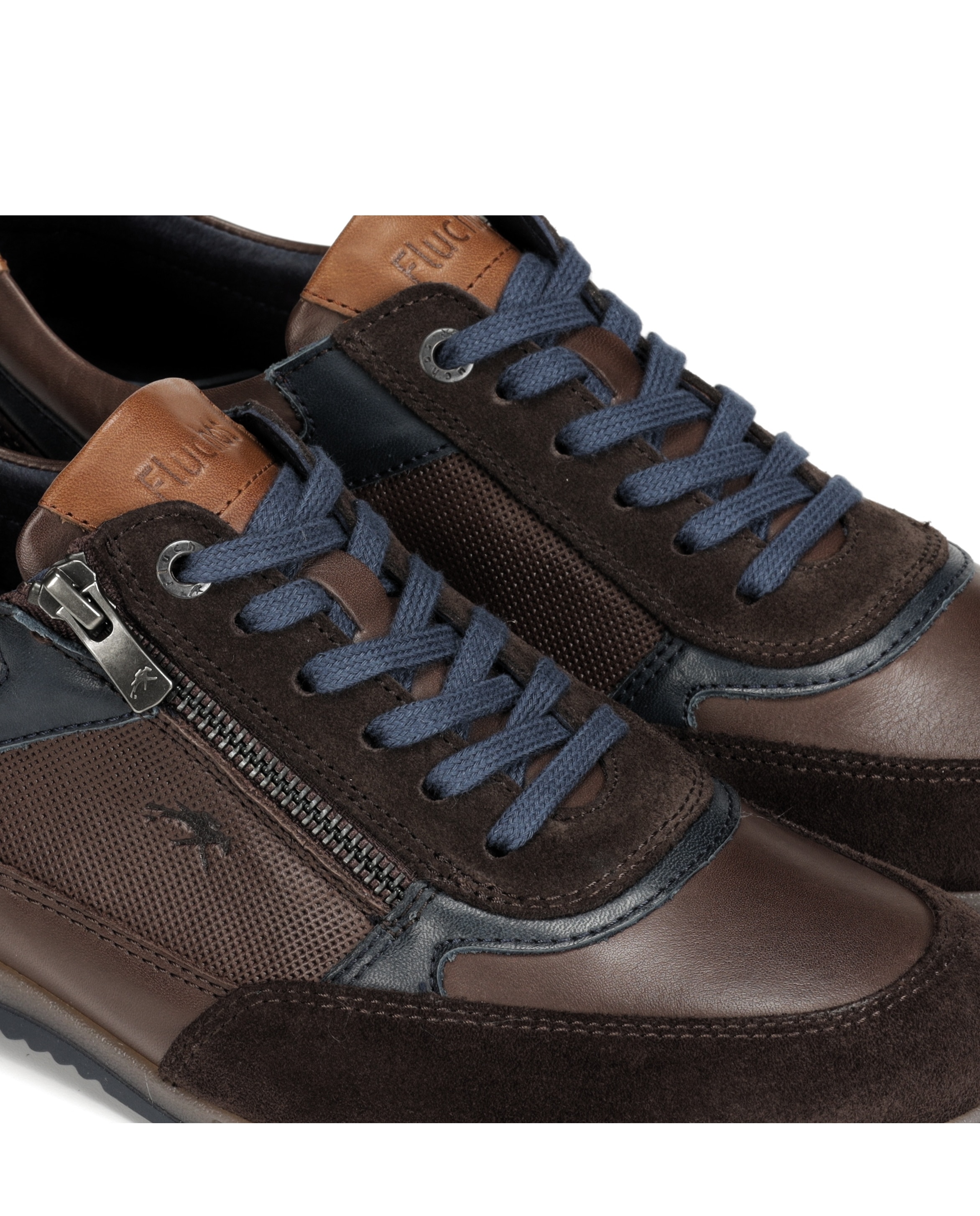 Zapatos de cordones de hombre fabricados en piel con cremallera de adorno - Fluchos - Marrón Marrón-5