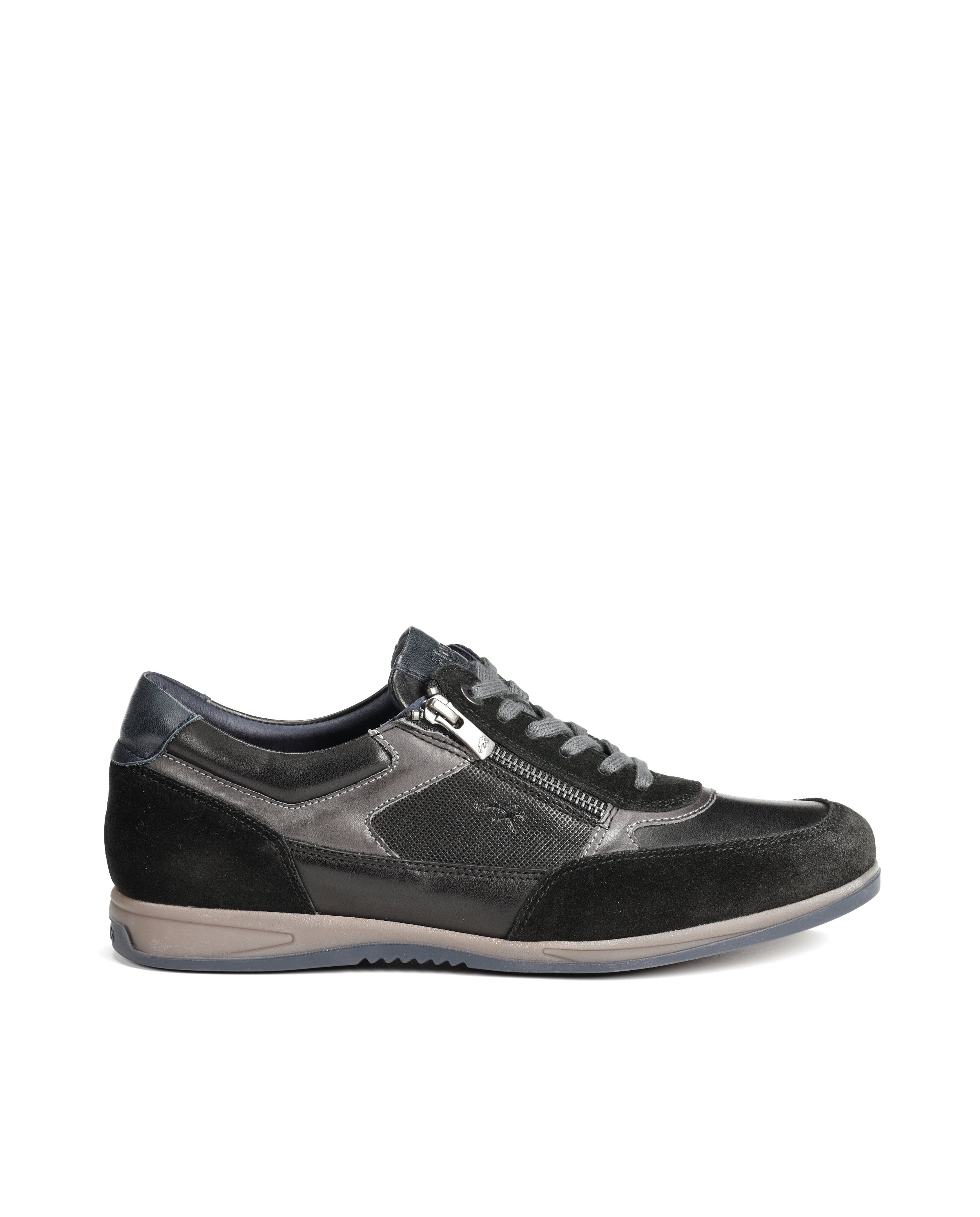 Zapatos de cordones de hombre fabricados en piel con cremallera de adorno - Fluchos - Negro Negro-1