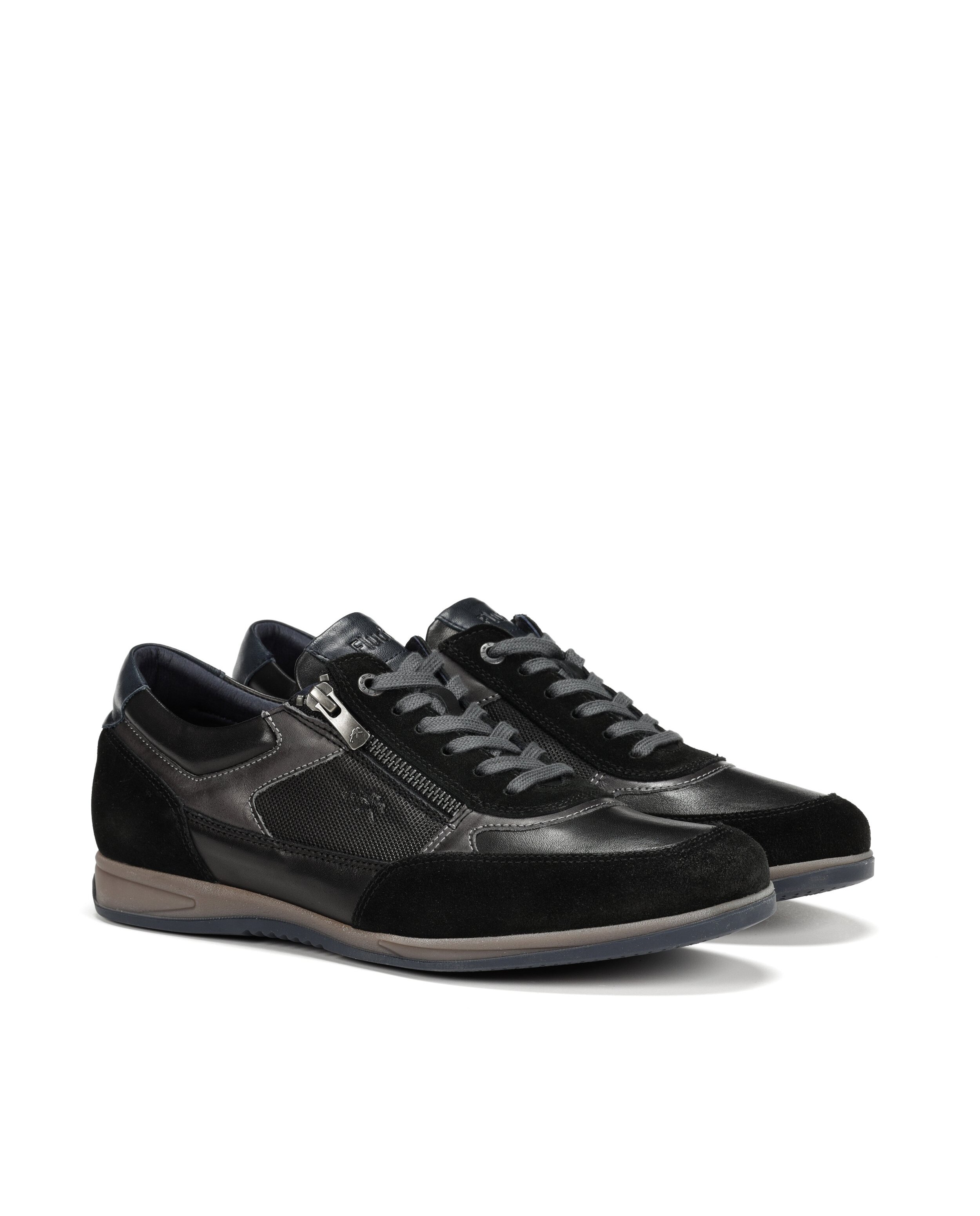 Zapatos de cordones de hombre fabricados en piel con cremallera de adorno - Fluchos - Negro Negro-2