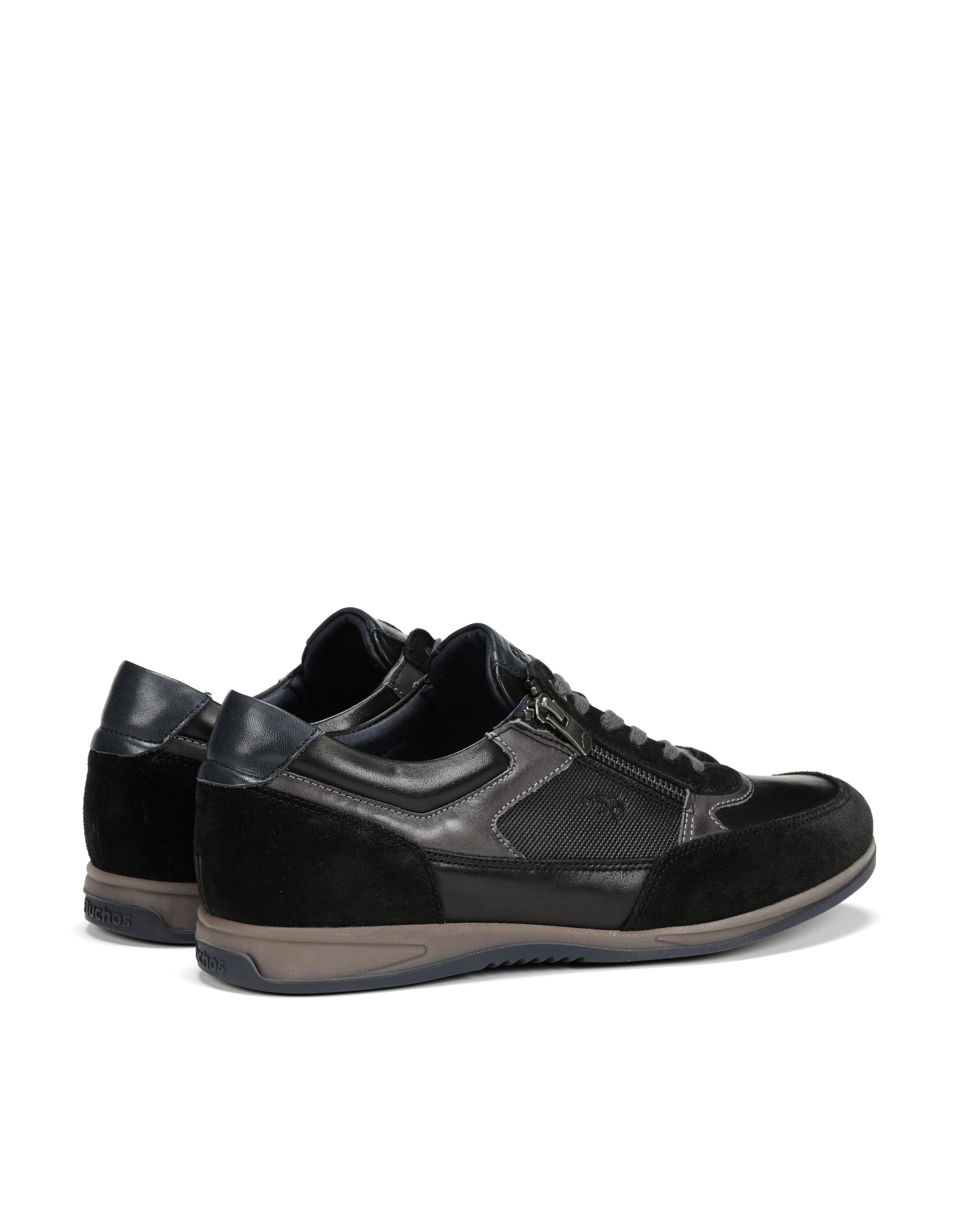 Zapatos de cordones de hombre fabricados en piel con cremallera de adorno - Fluchos - Negro Negro-3