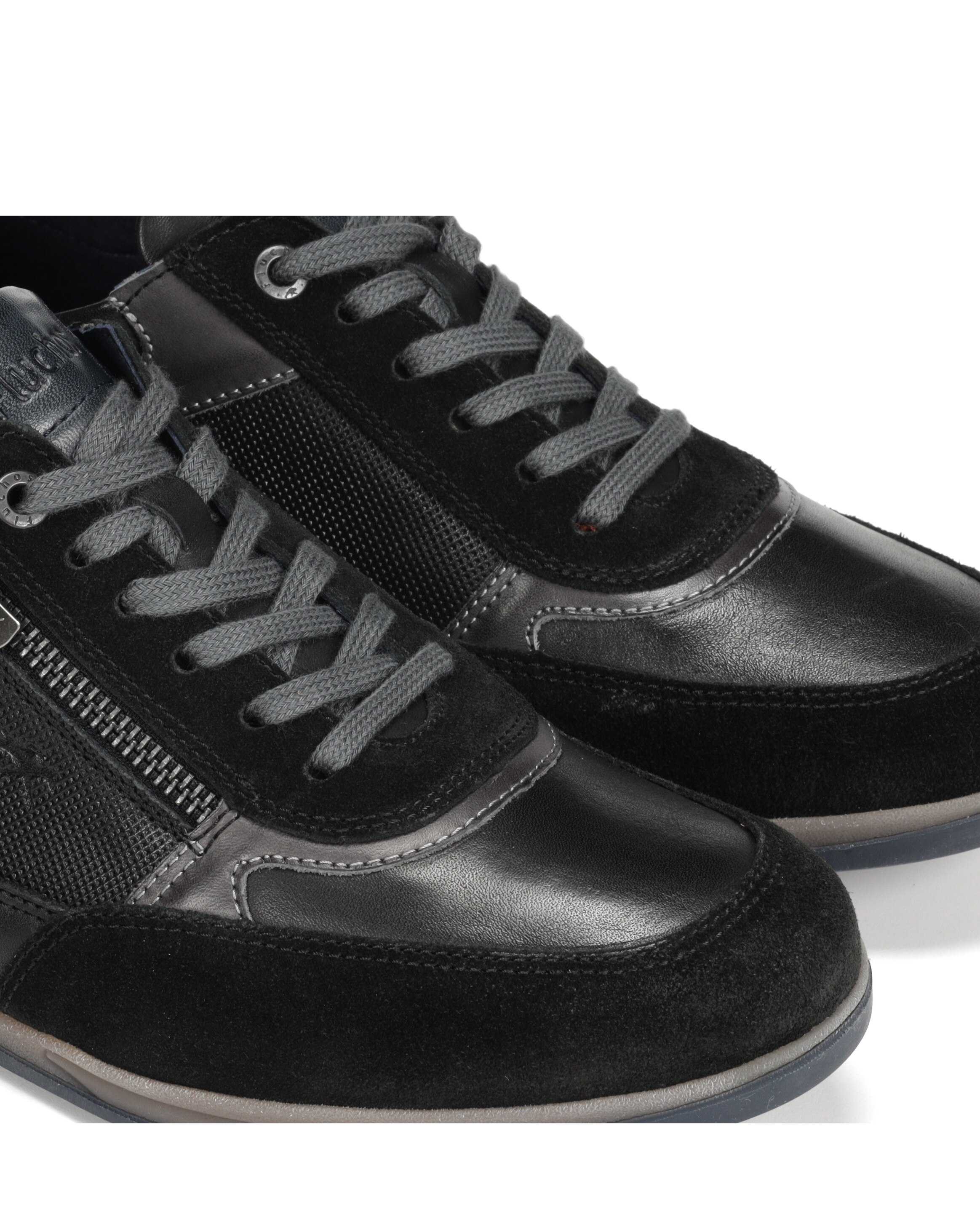 Zapatos de cordones de hombre fabricados en piel con cremallera de adorno - Fluchos - Negro Negro-5