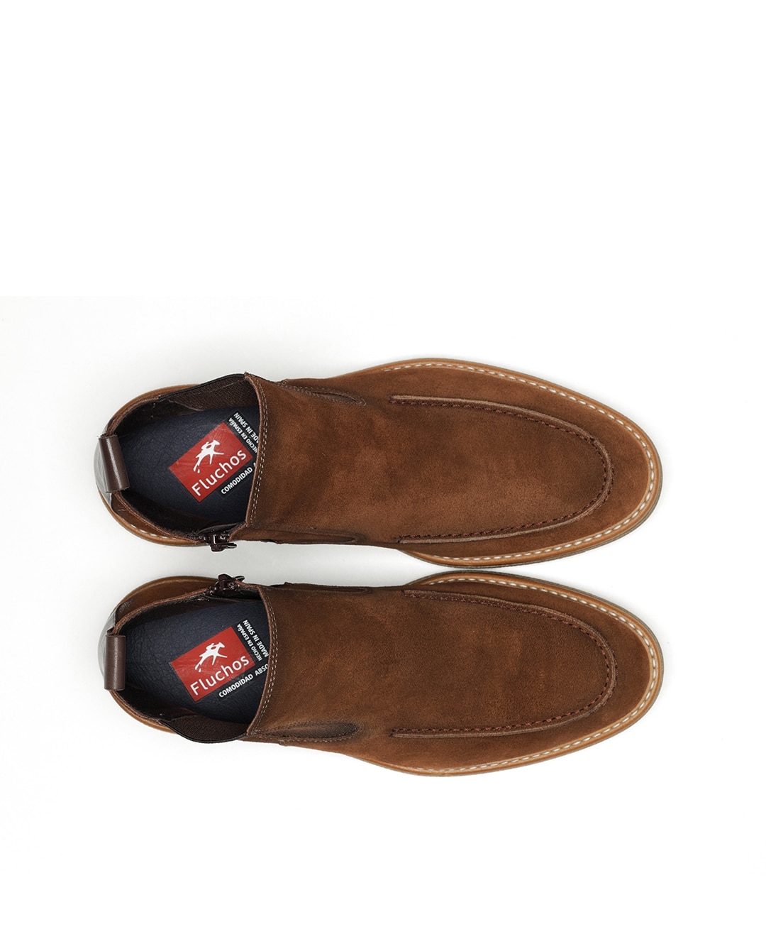 Botines de hombre fabricados en serraje - Fluchos - Marrón Marrón-5