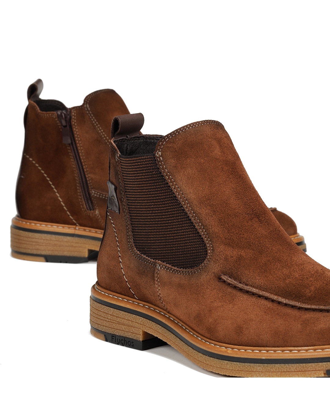 Botines de hombre fabricados en serraje - Fluchos - Marrón Marrón-6