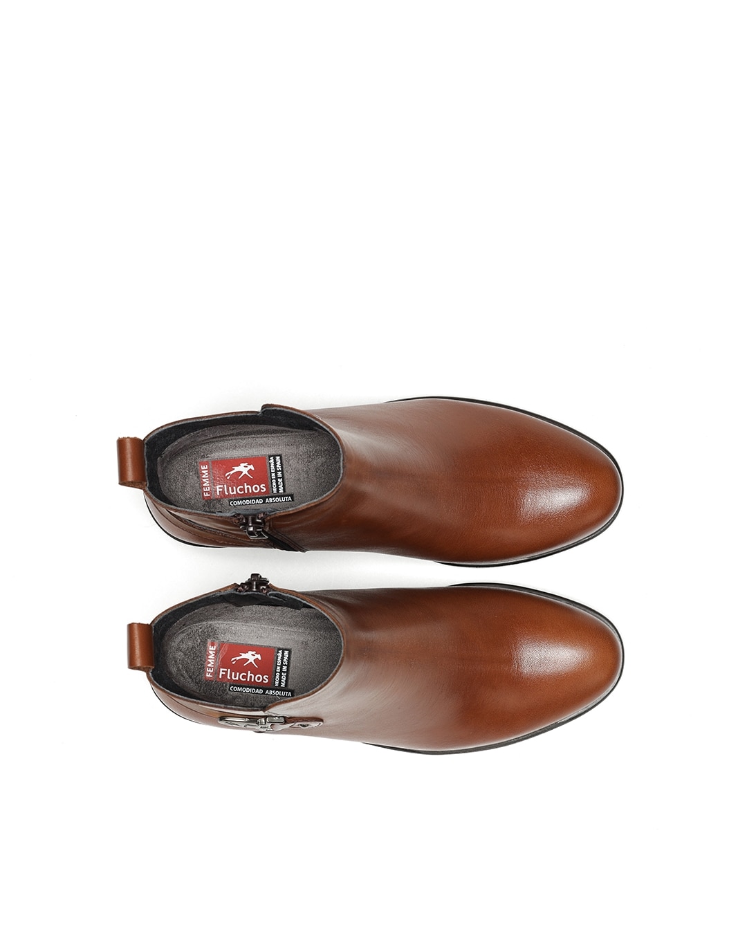 Botines de mujer fabricados en piel - Fluchos - Marrón Marrón-5