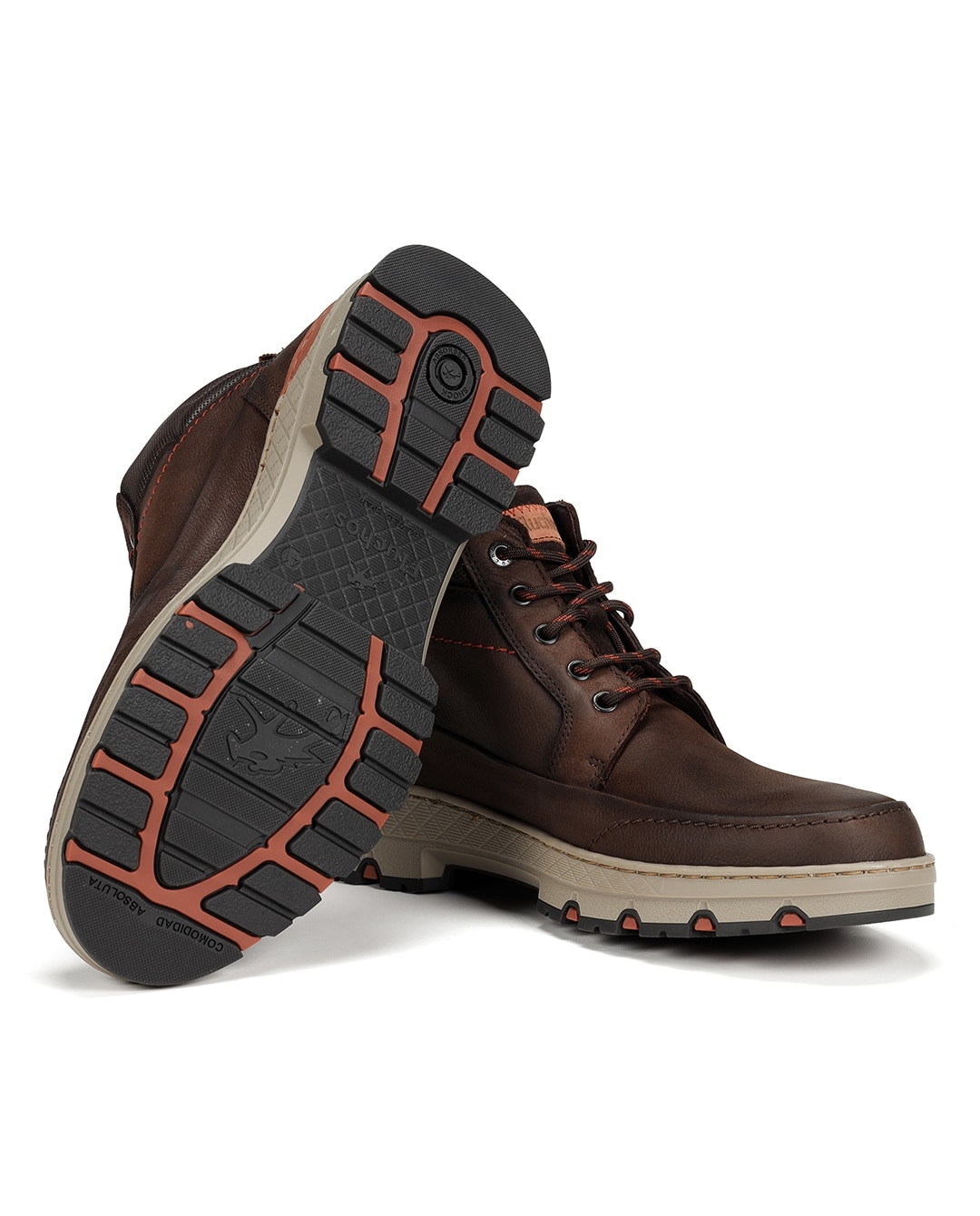 Botines de hombre fabricados en engrasado - Fluchos - Marrón / Naranja Marrón / Naranja-4