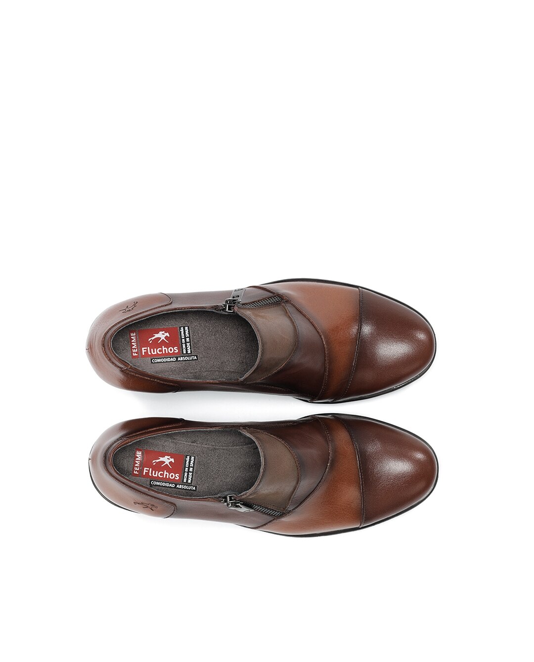 Mocasines de mujer fabricados en piel - Fluchos - Marrón Marrón-5