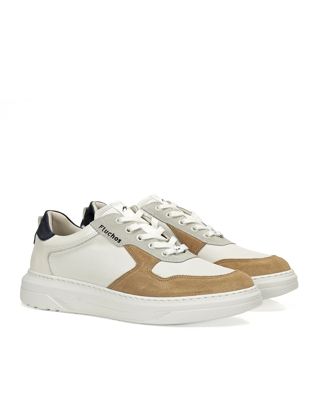 Zapatillas deportivas de hombre fabricados en serraje - Fluchos - Blanco Blanco-2
