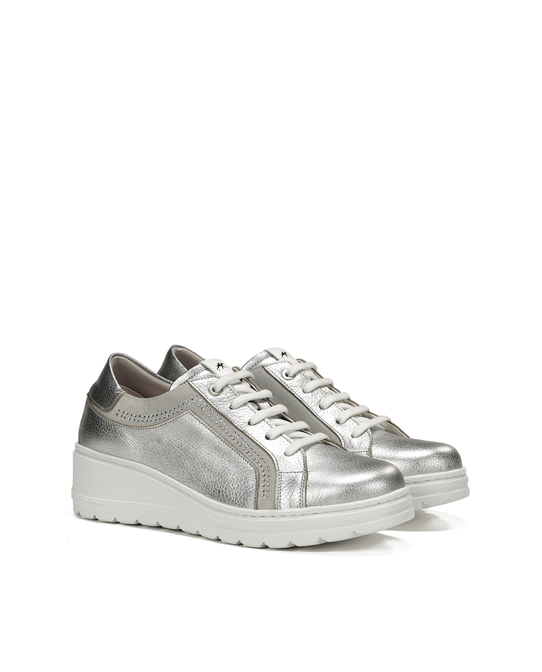 Zapatos de cordones de mujer fabricados en piel - Fluchos - Plata Plata-2