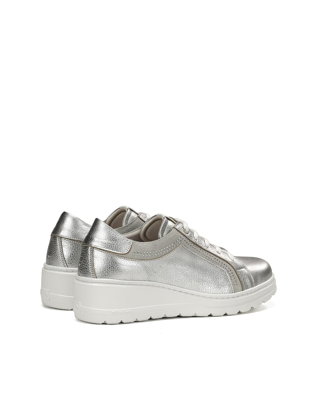 Zapatos de cordones de mujer fabricados en piel - Fluchos - Plata Plata-3