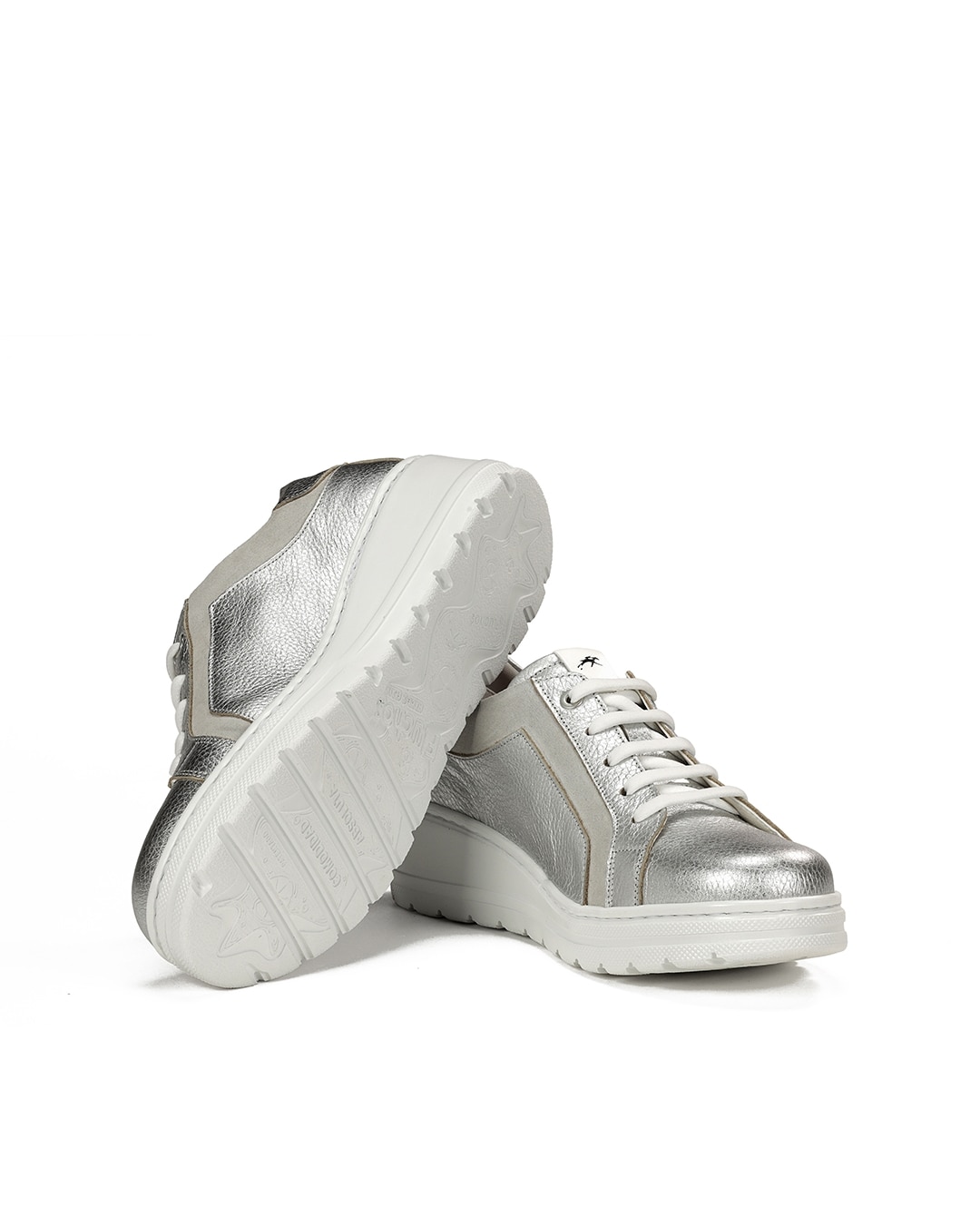 Zapatos de cordones de mujer fabricados en piel - Fluchos - Plata Plata-4