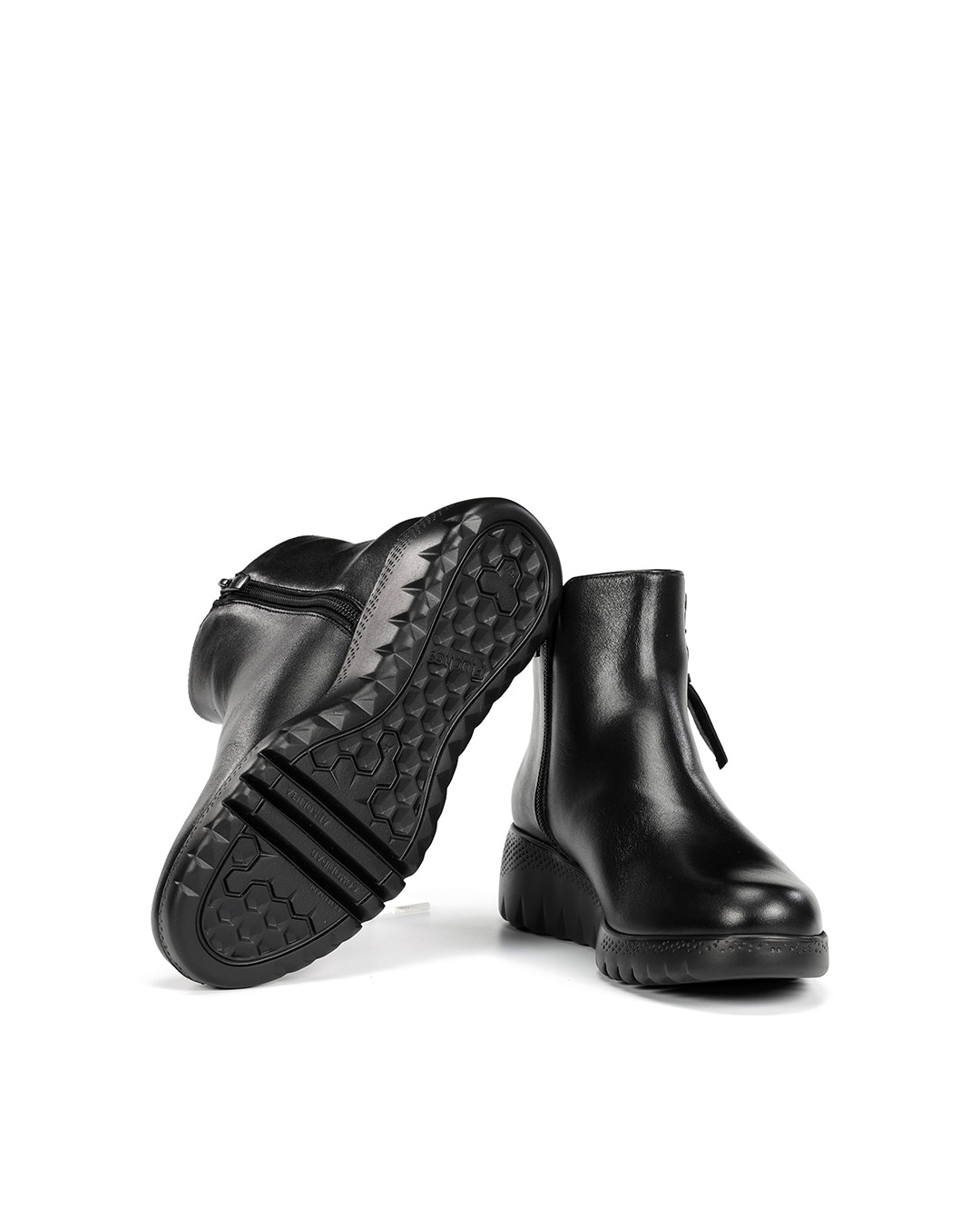 Botines de mujer fabricados en piel - Fluchos - Negro / Grafito Negro / Grafito-2